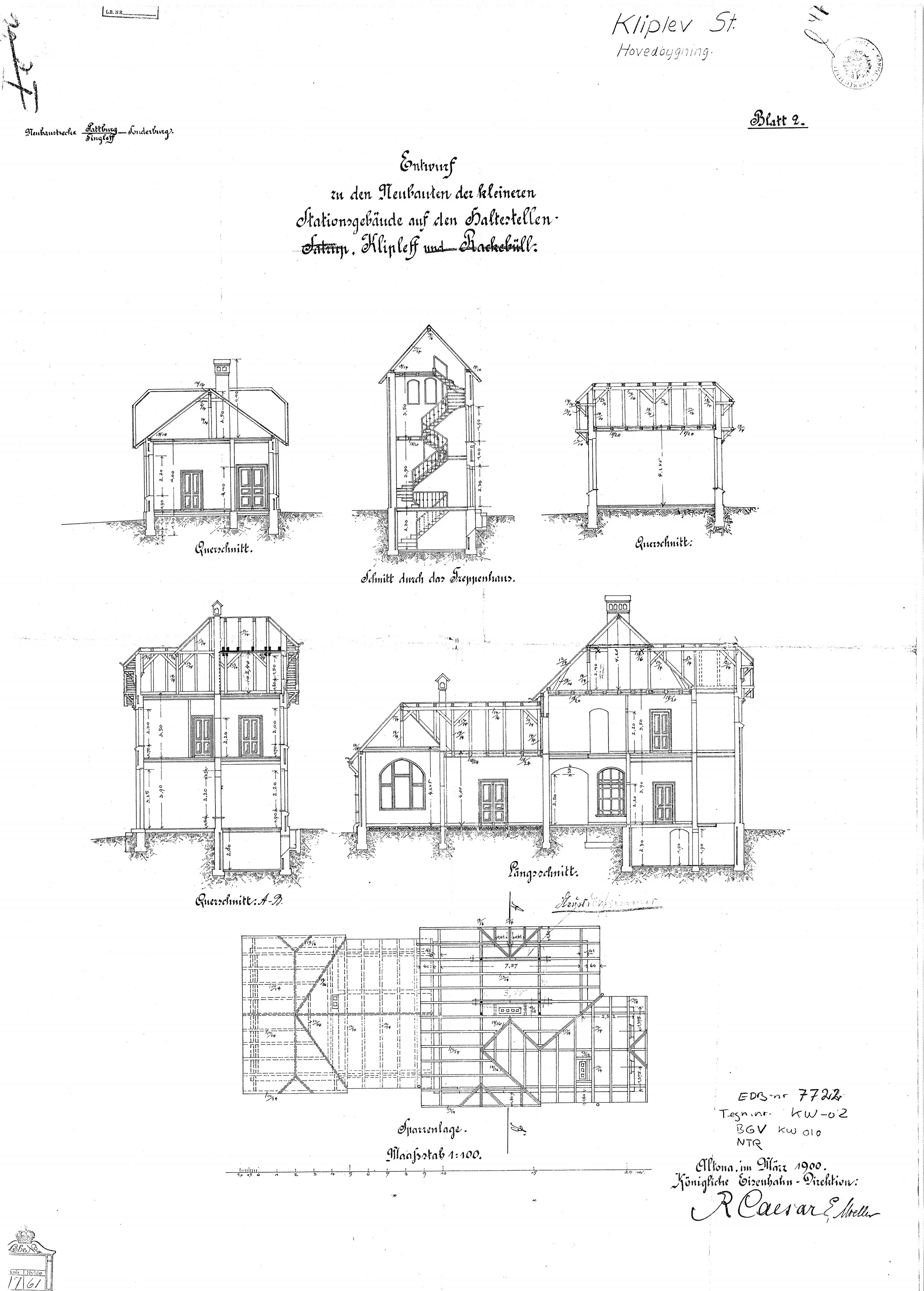 Tegning af Ragebøl Station.