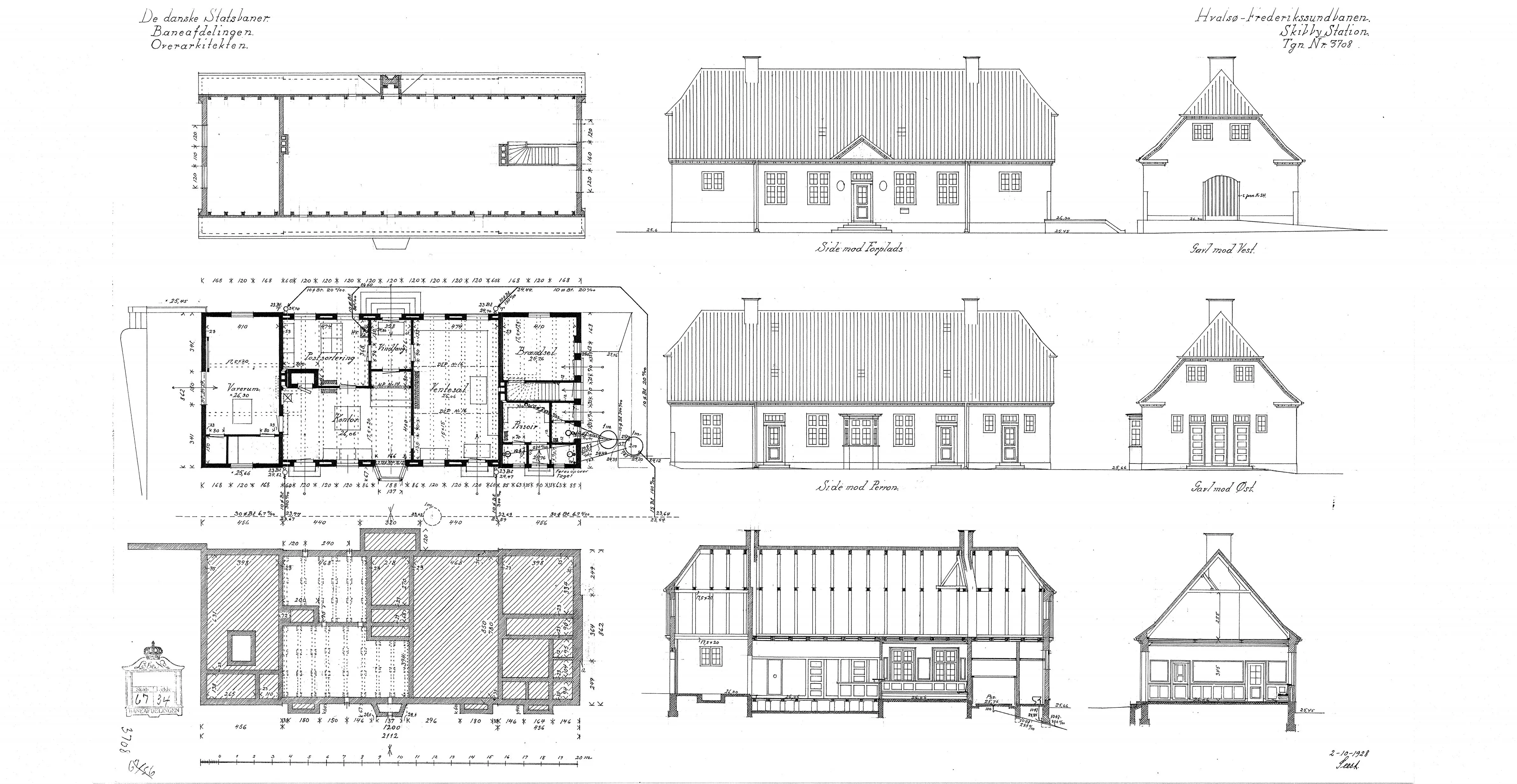 Tegning af Skibby Station.