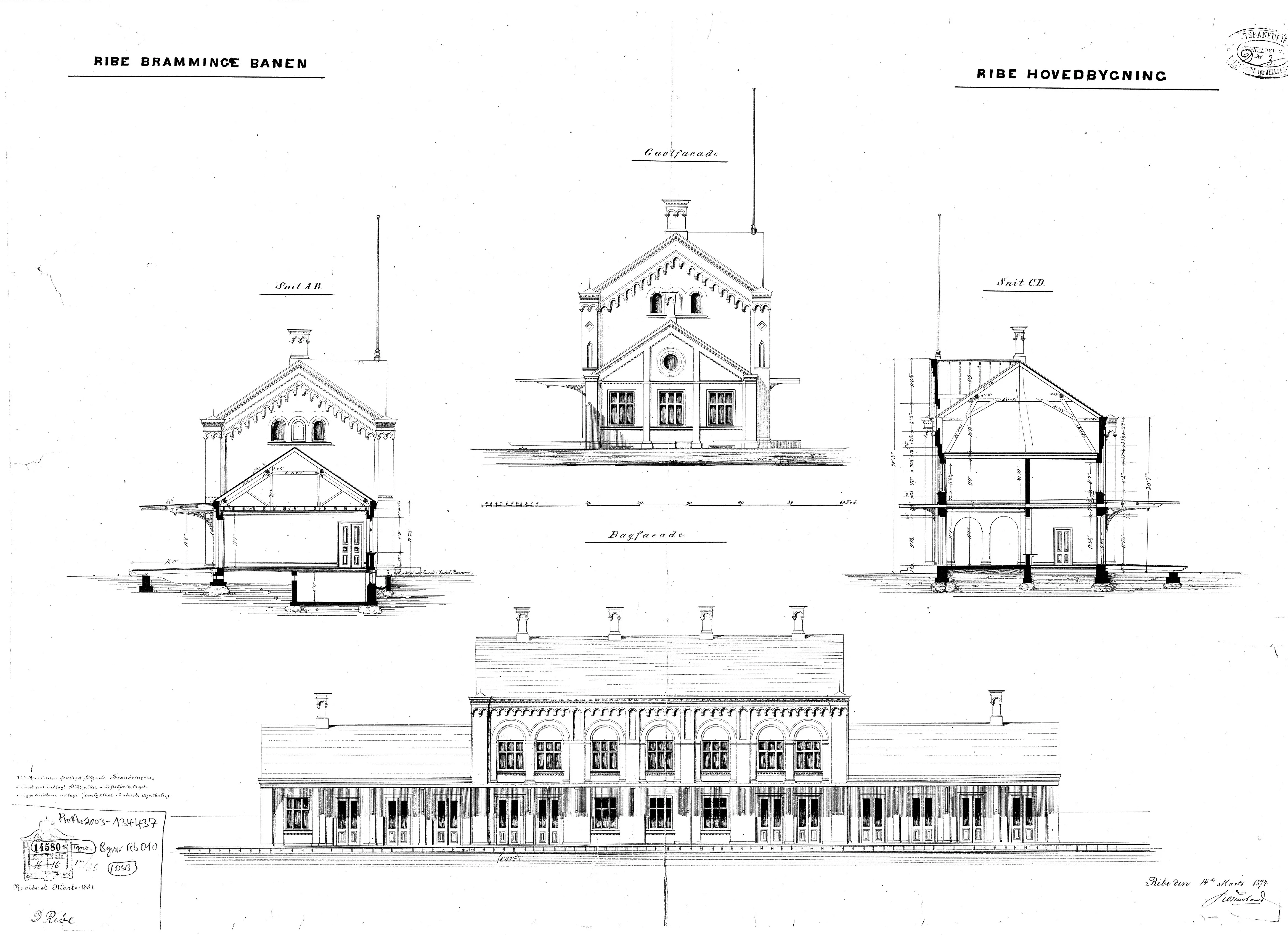 Tegning af Ribe Station.