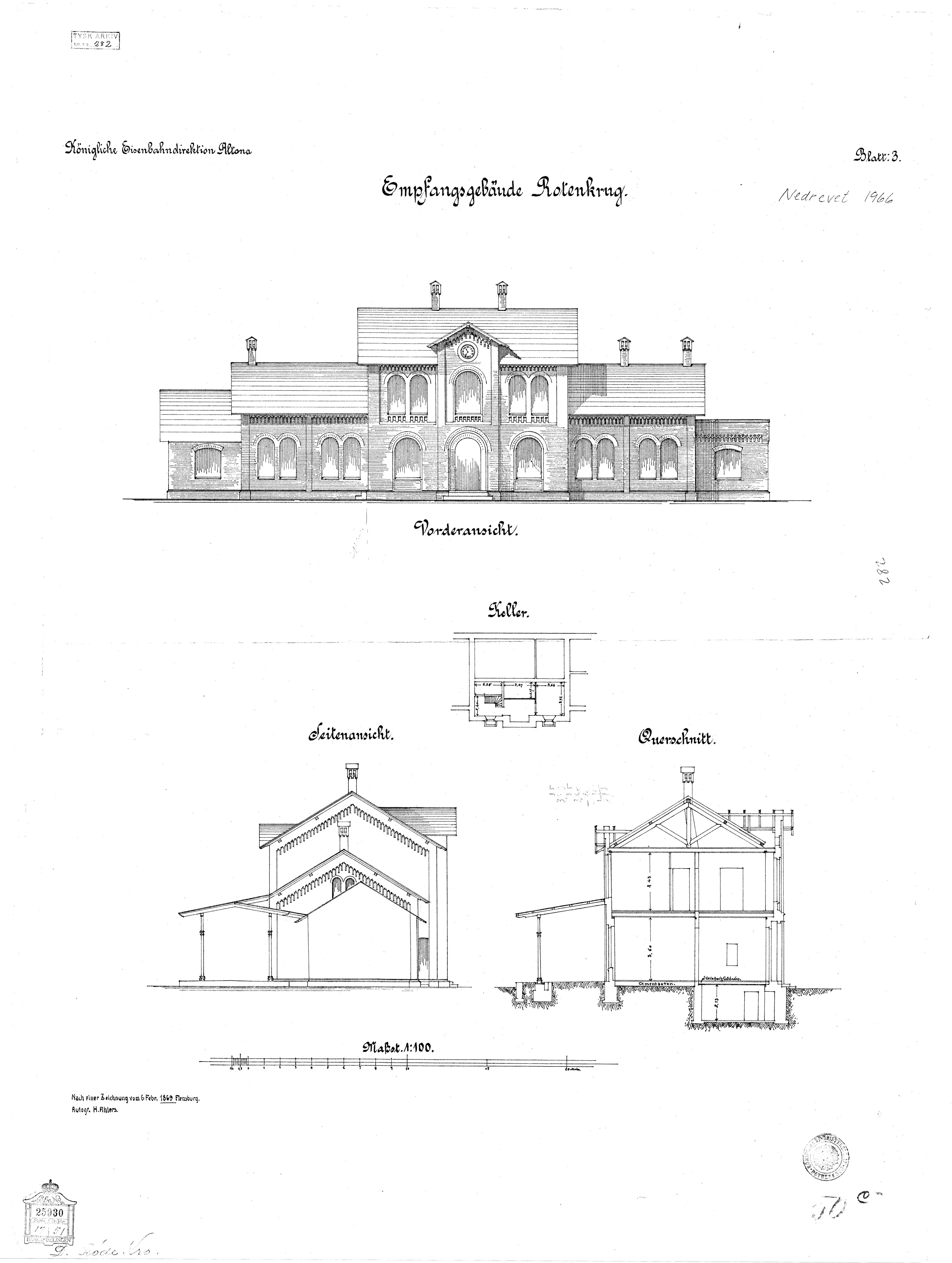 Tegning af Rødekro Station. Tegning af Rødekro Station.