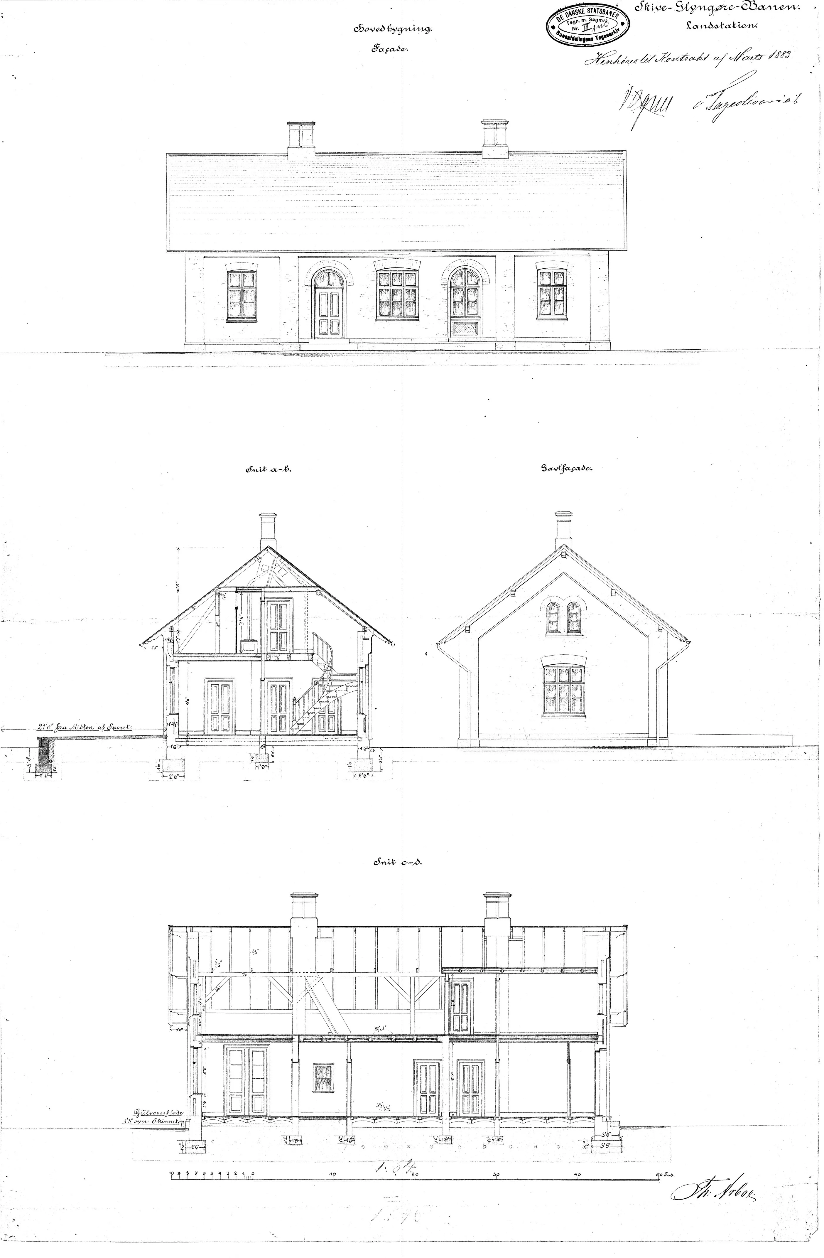 Tegning af Lyby Station. Tegning af Lyby Station.