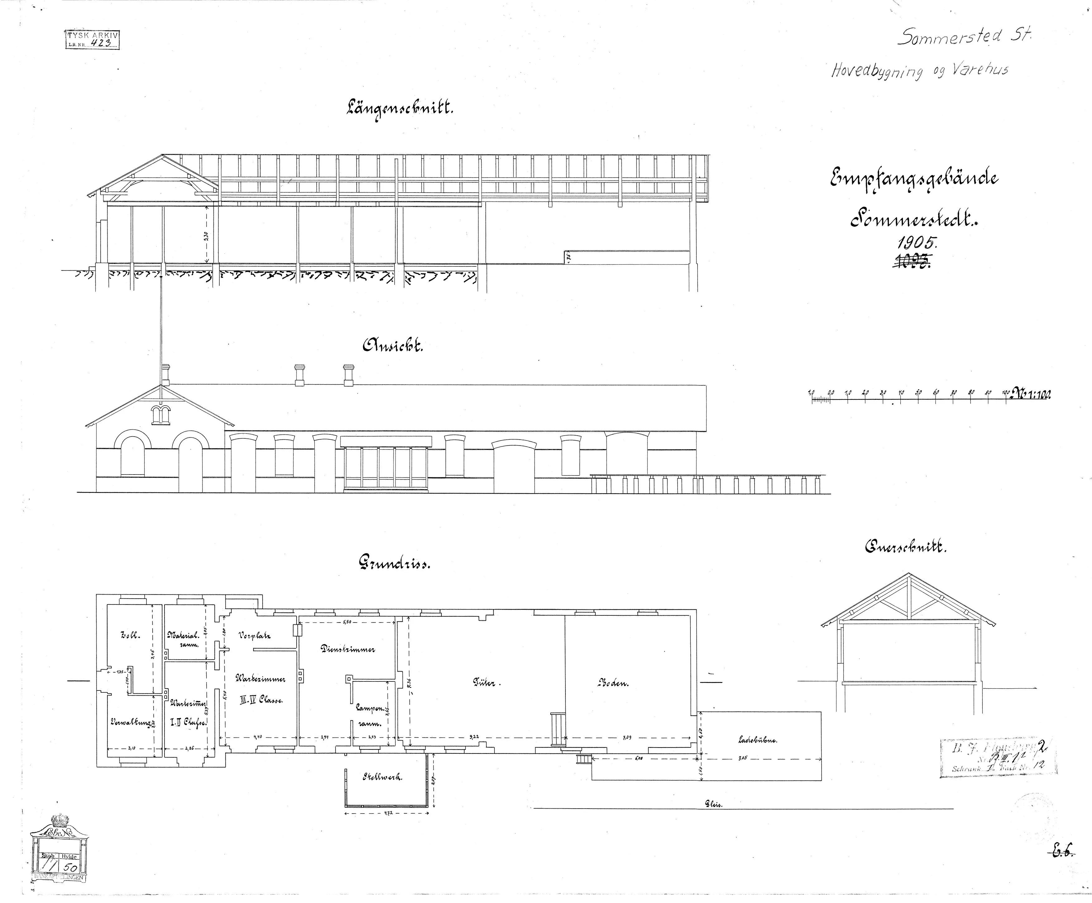 Tegning af Sommersted Station.