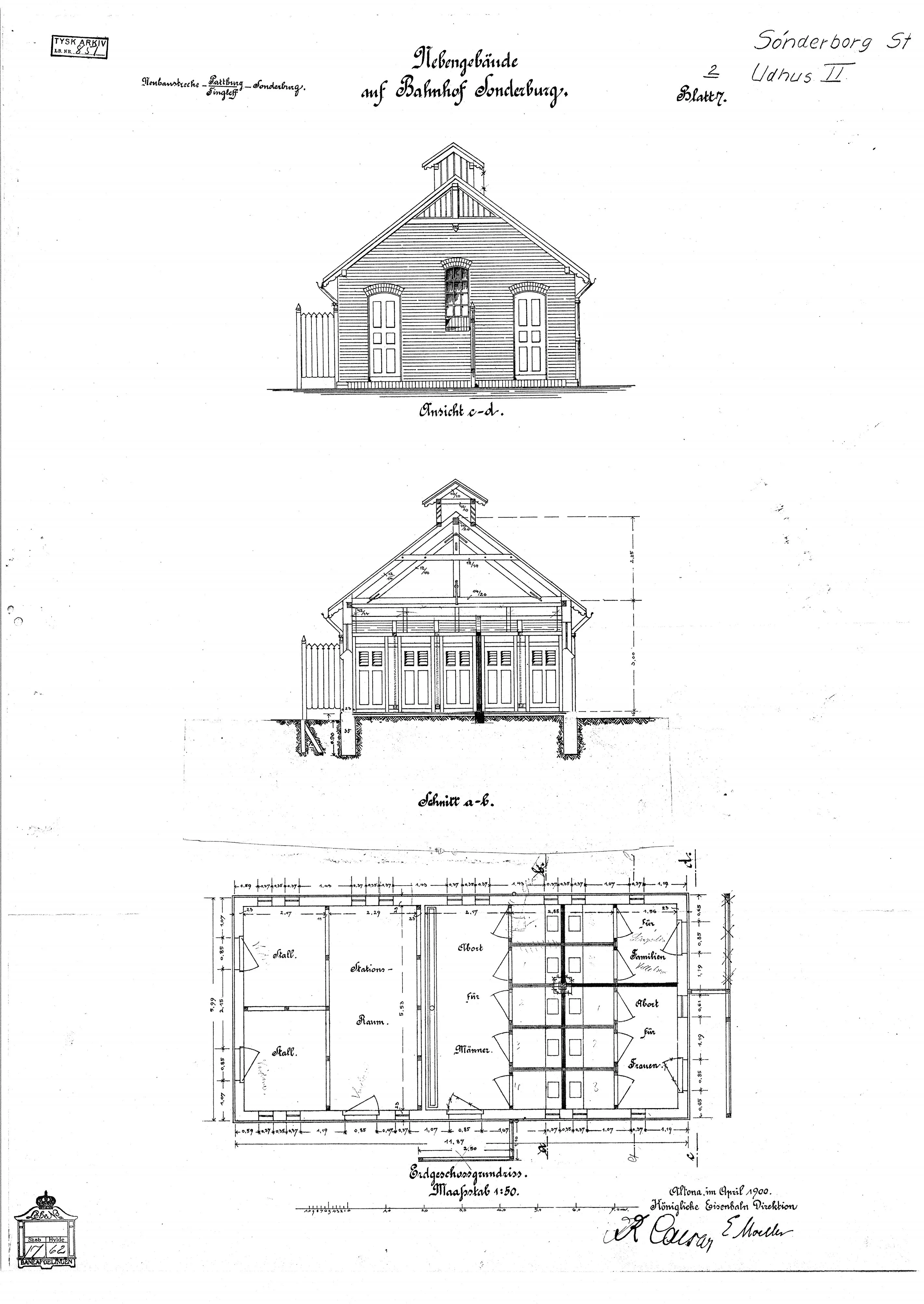 Tegning af Sønderborg Hovedbanegård.