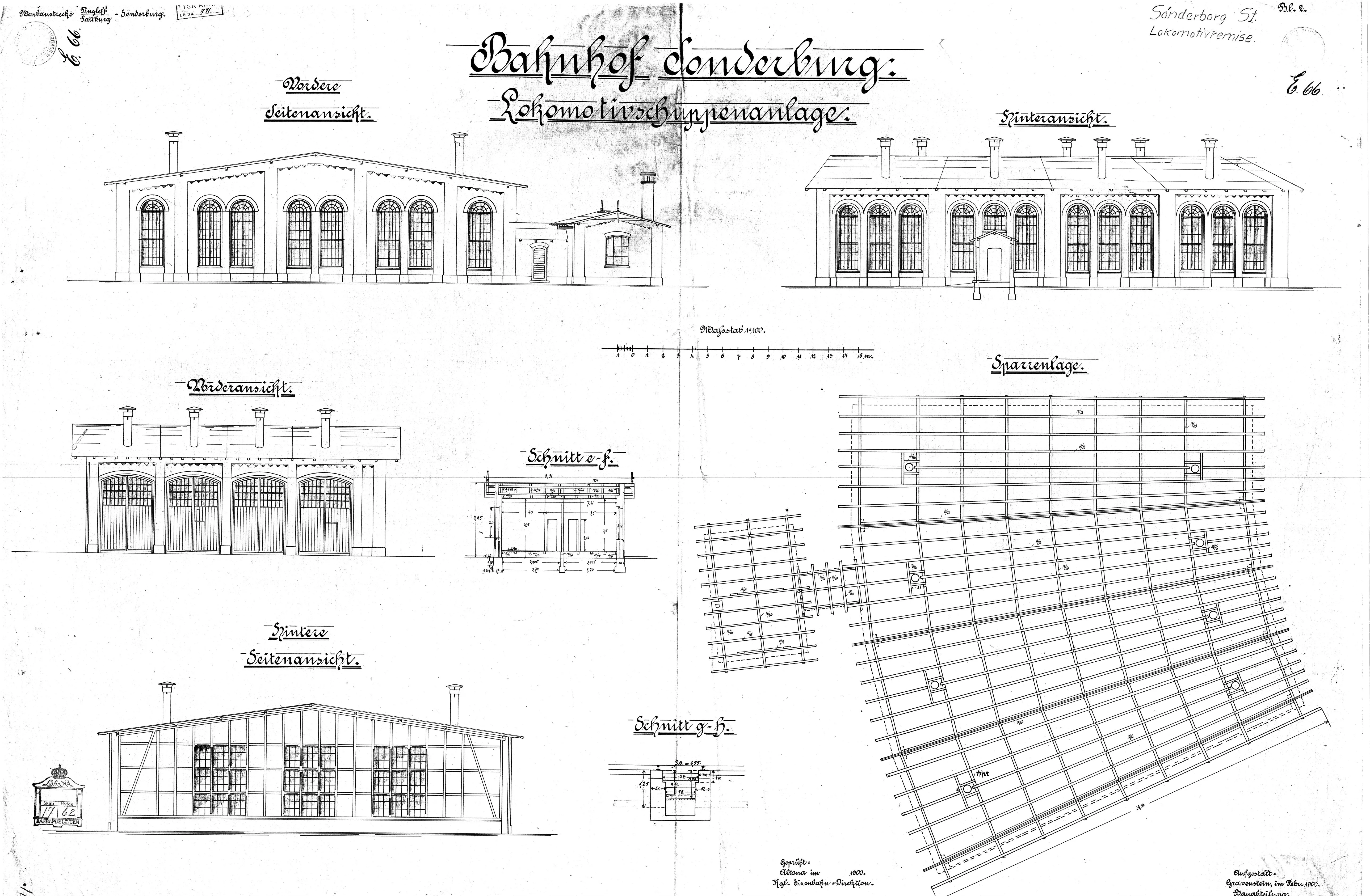 Tegning af Sønderborg Hovedbanegård.