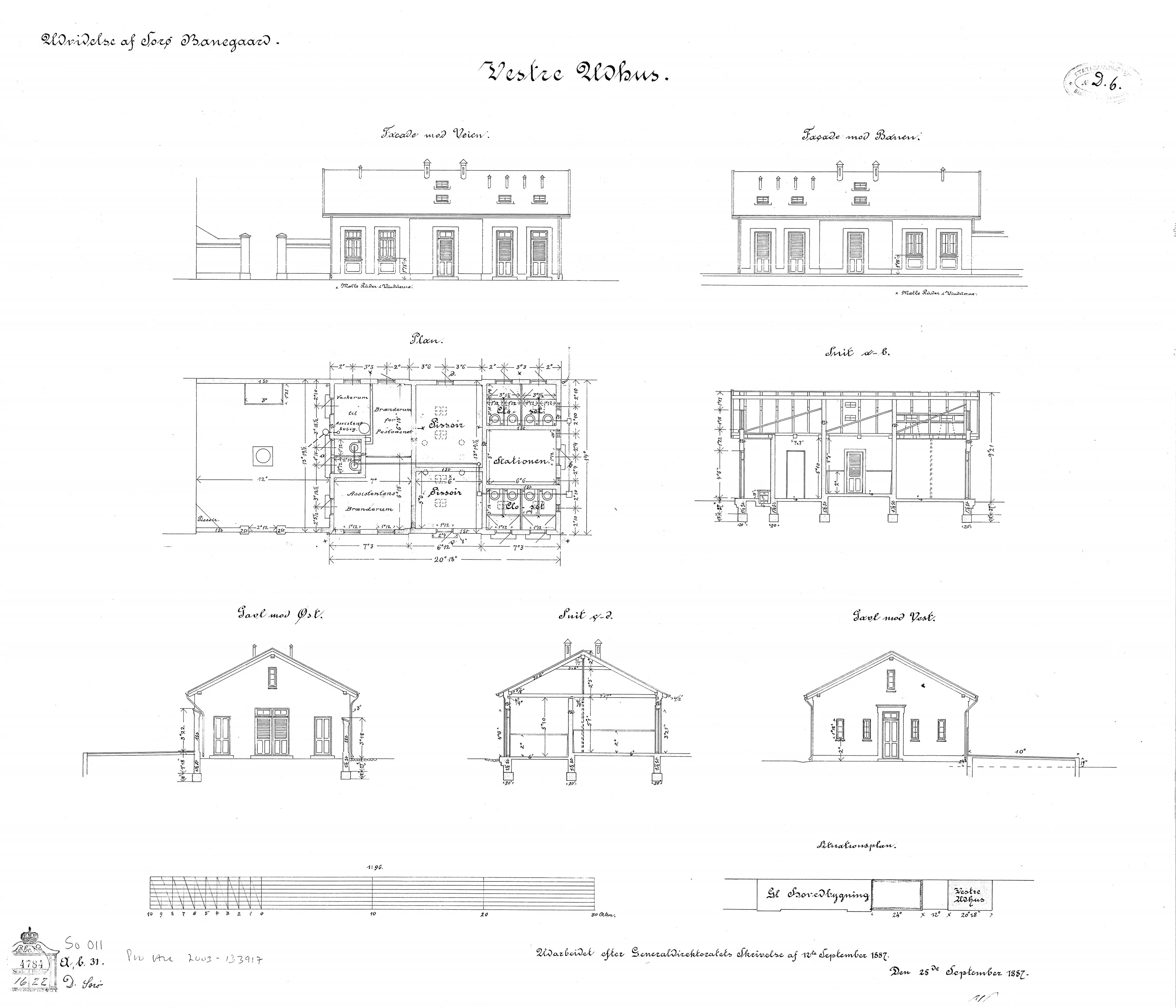 Tegning af Sorø Stations retirade.