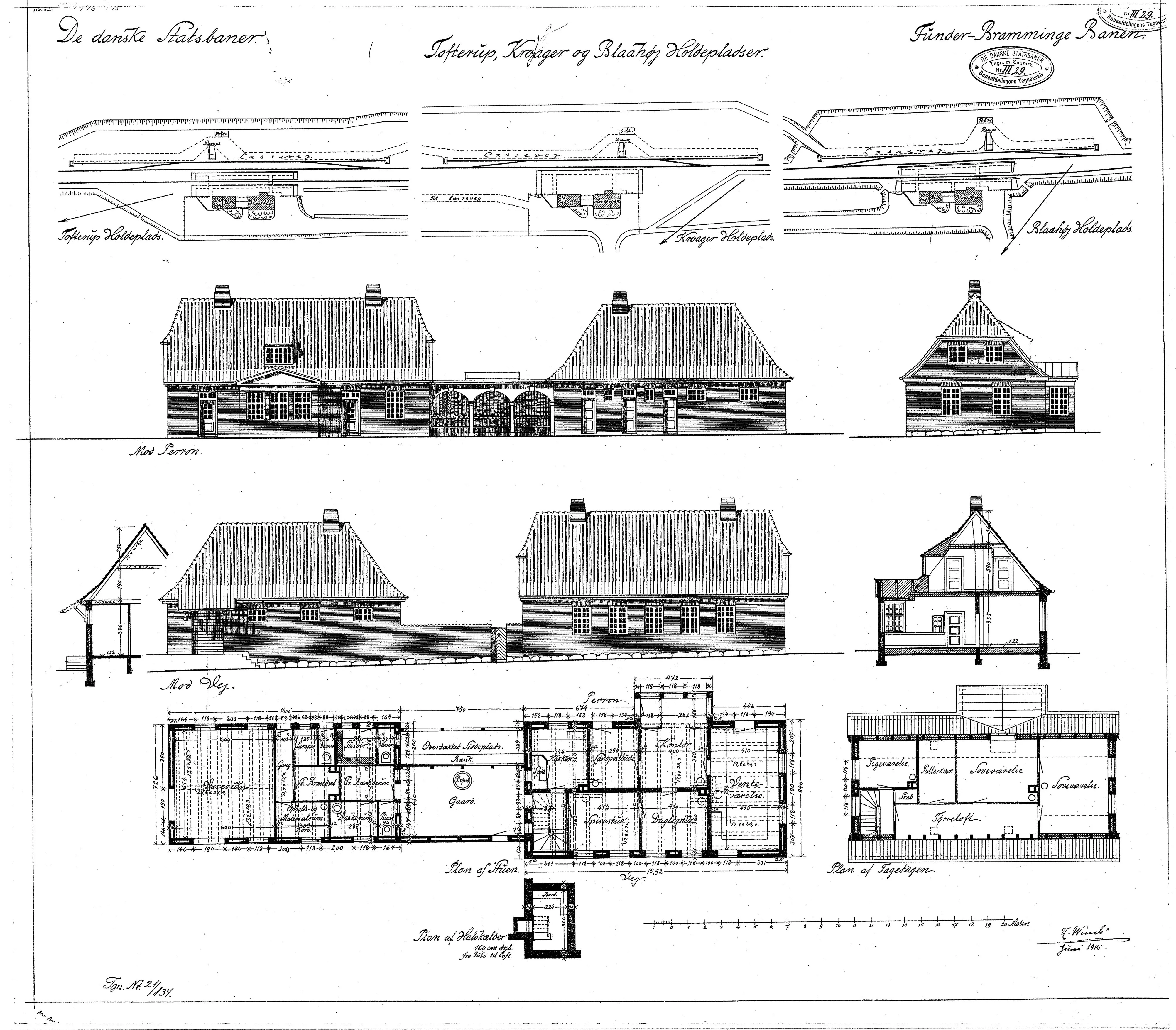 Tegning af Krogager Station.