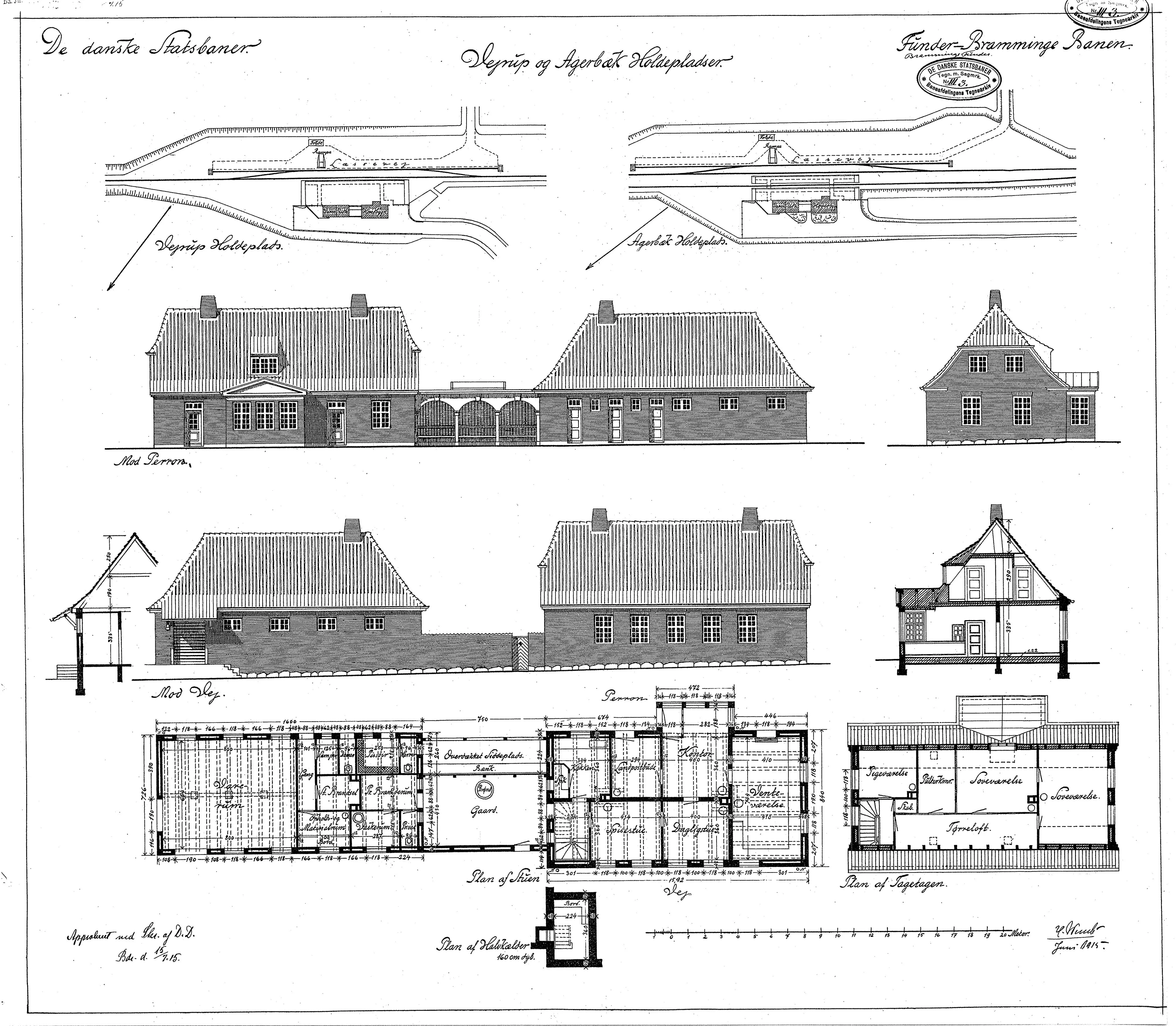 Tegning af Vejrup Station.