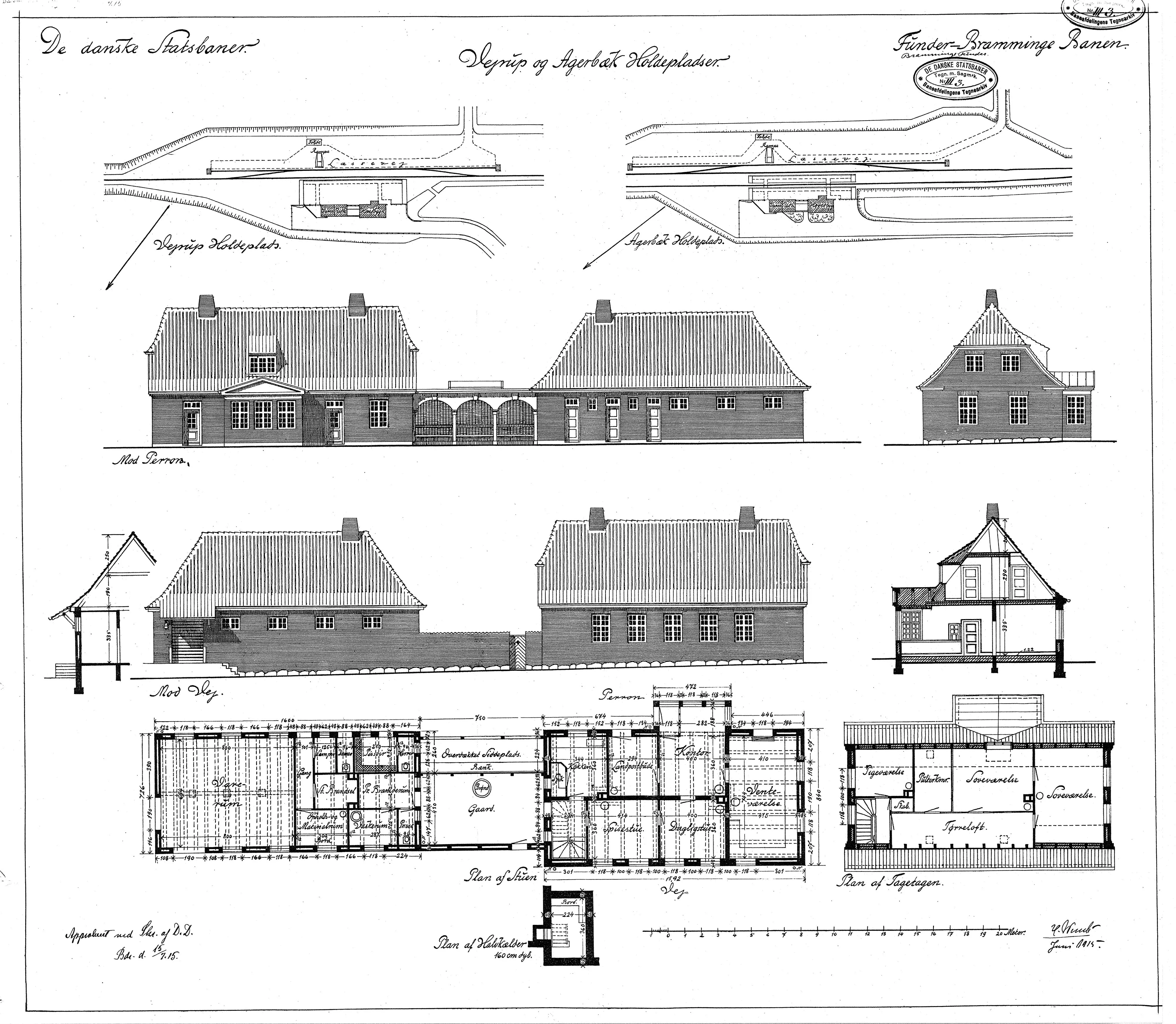 Tegning af Agerbæk Station.