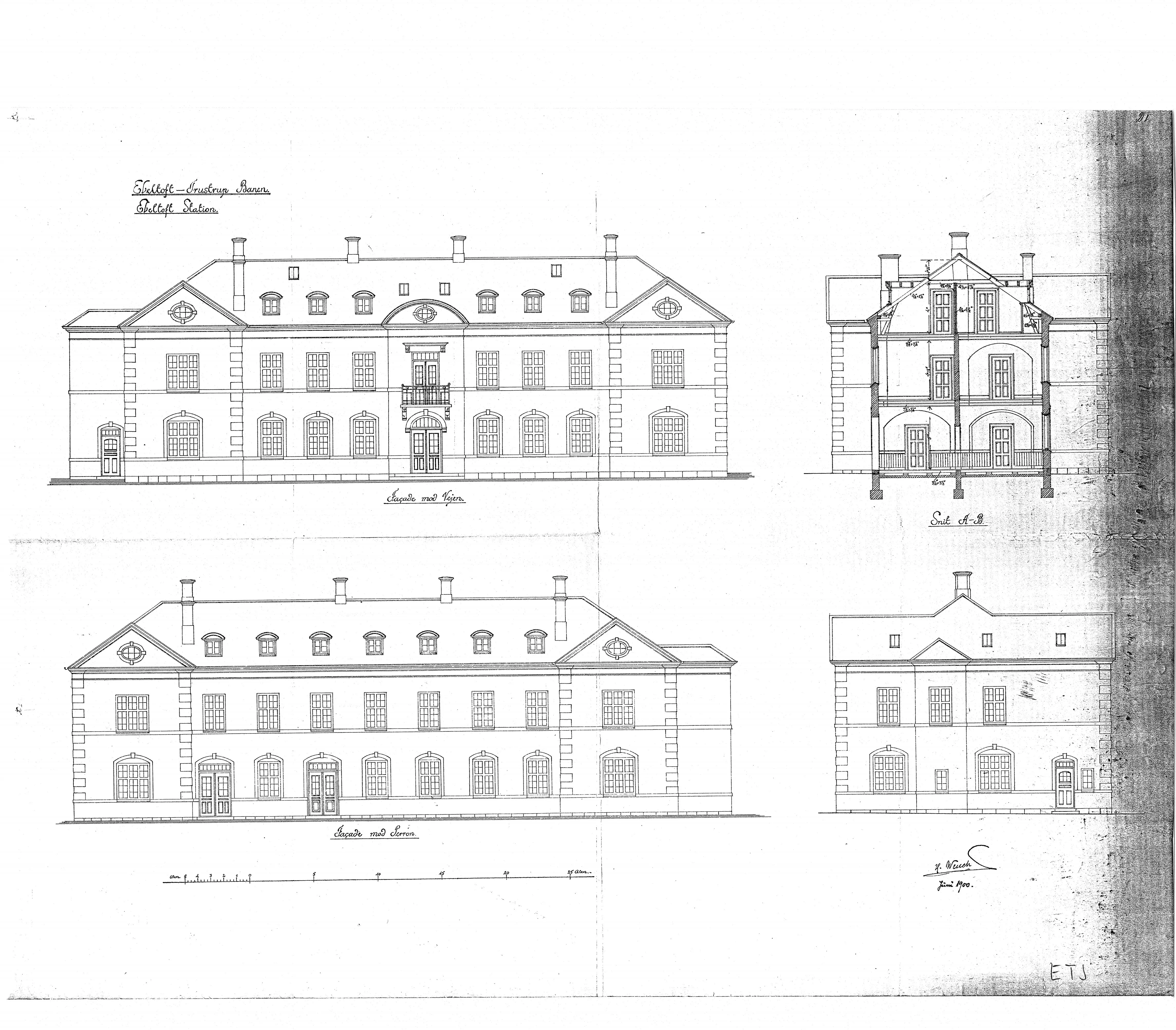 Tegning af Ebeltoft Station.