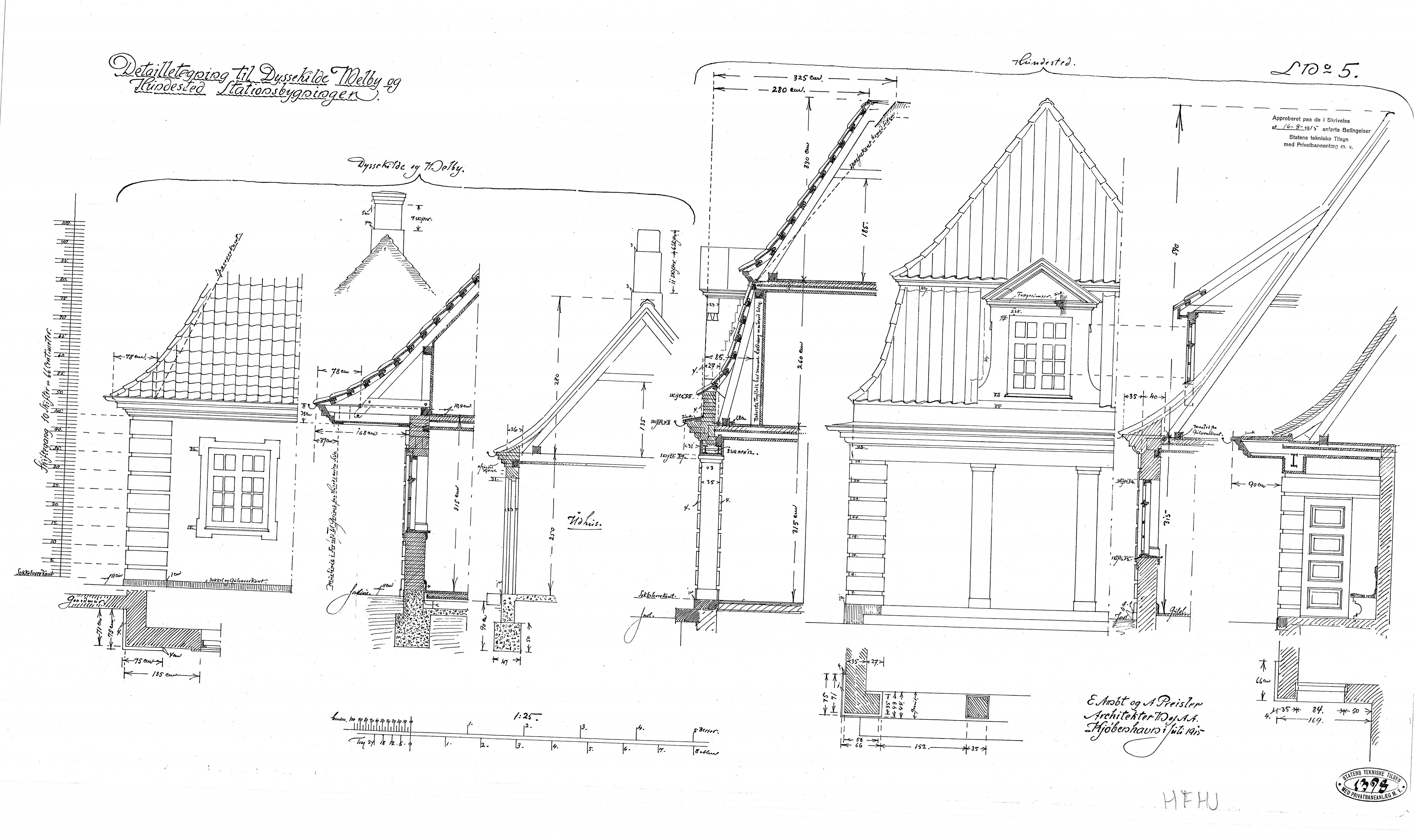 Tegning af Hundested Station.