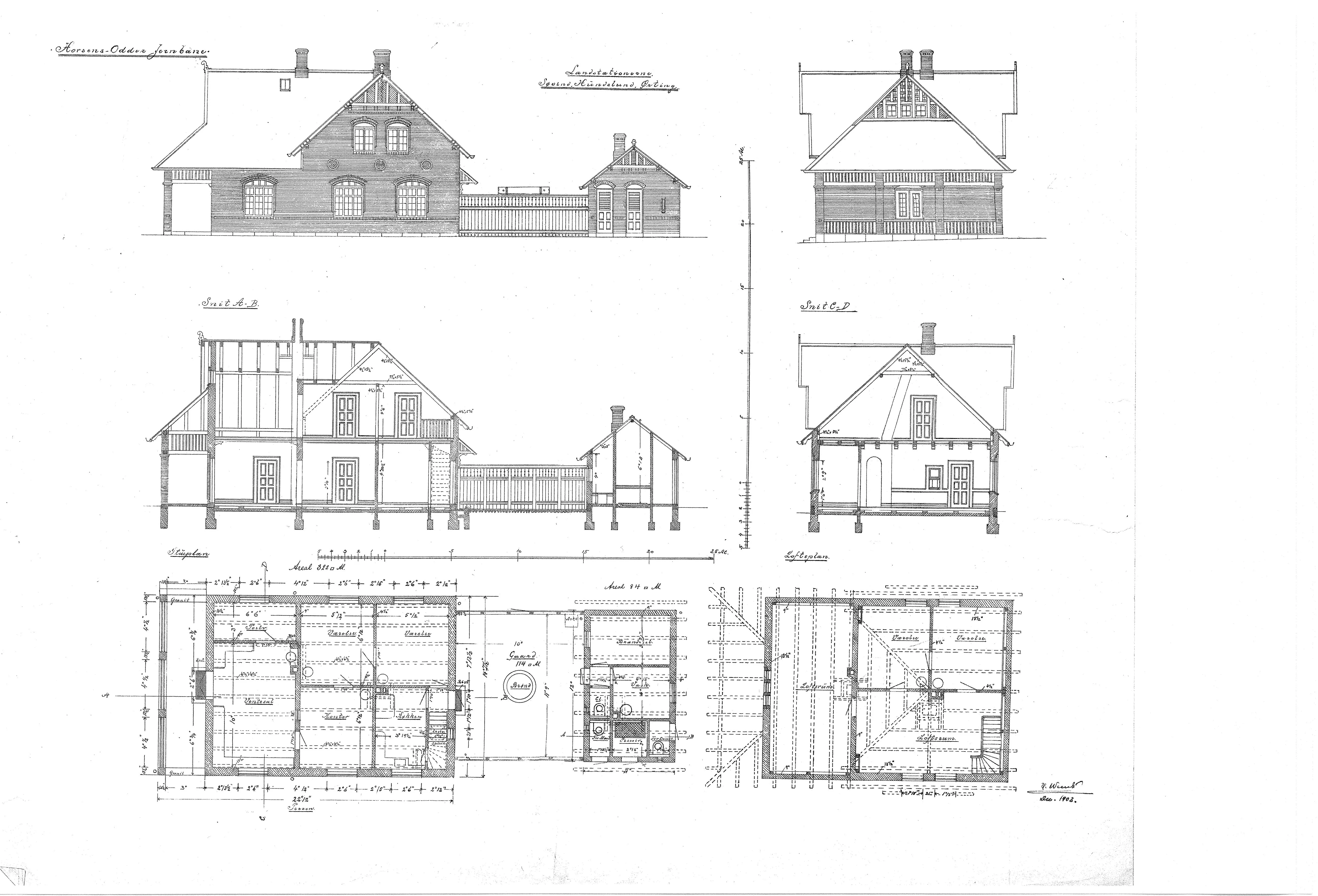 Tegning af Ørting Station.