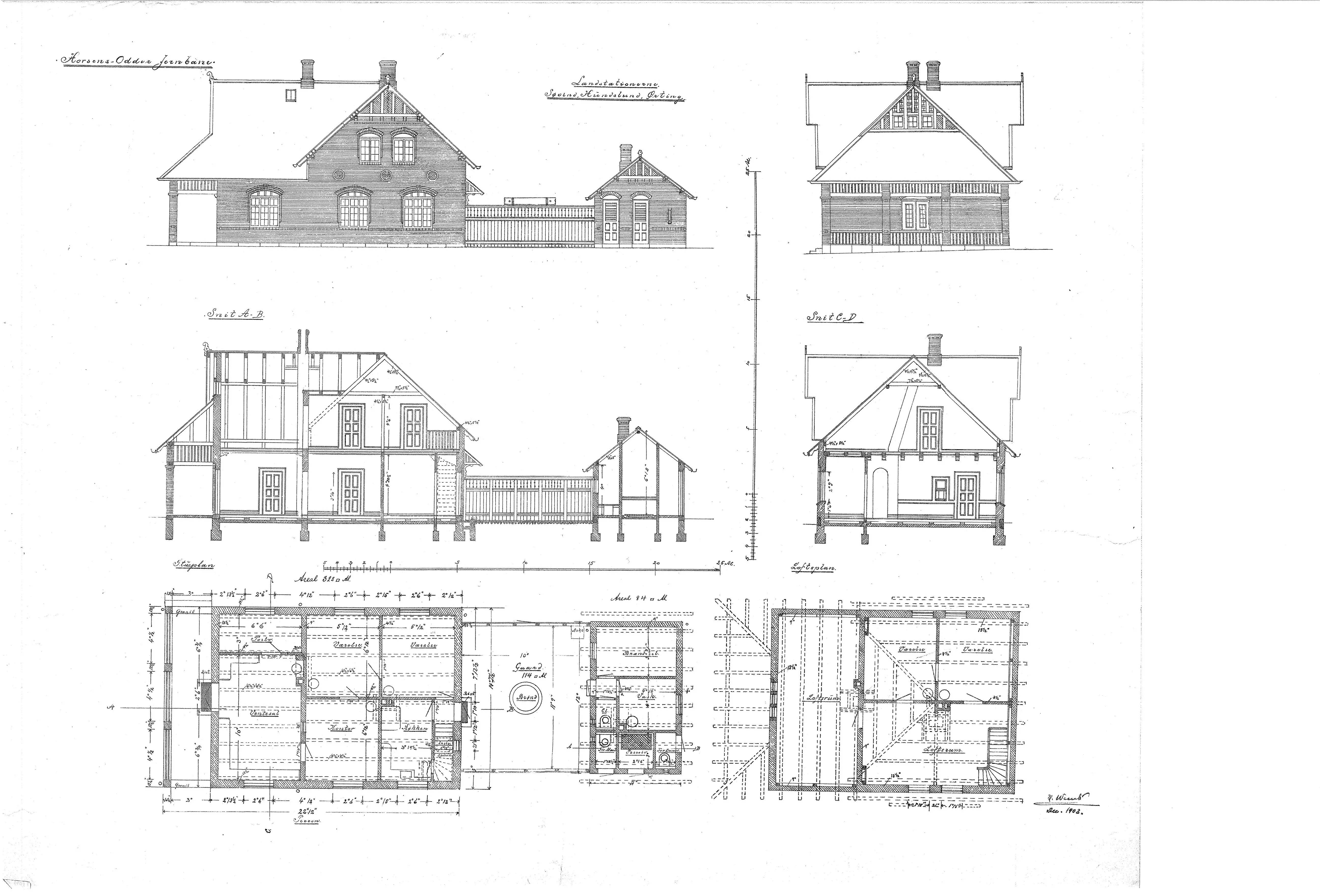 Tegning af Hundslund Station.