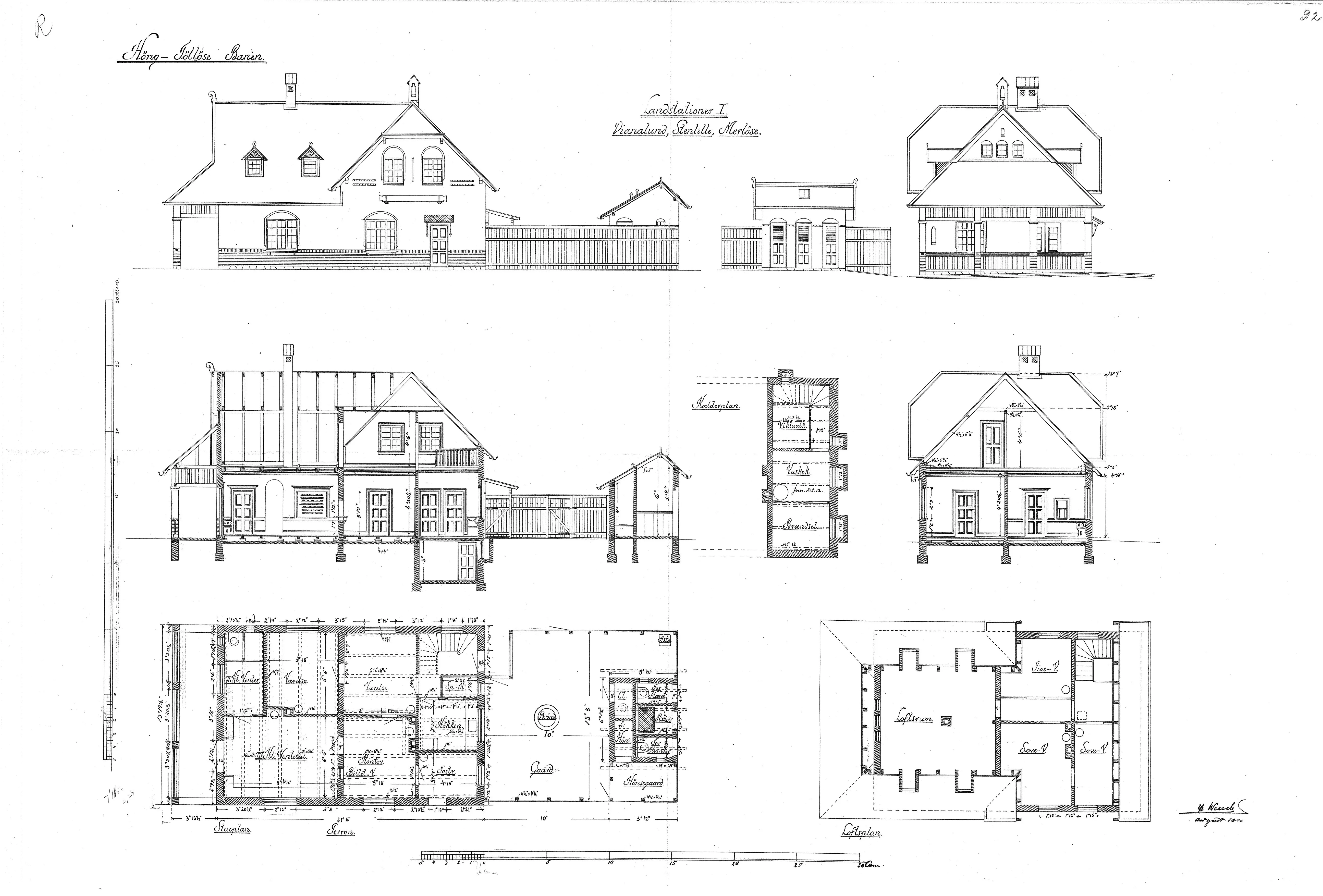 Tegning af Dianalund Station.