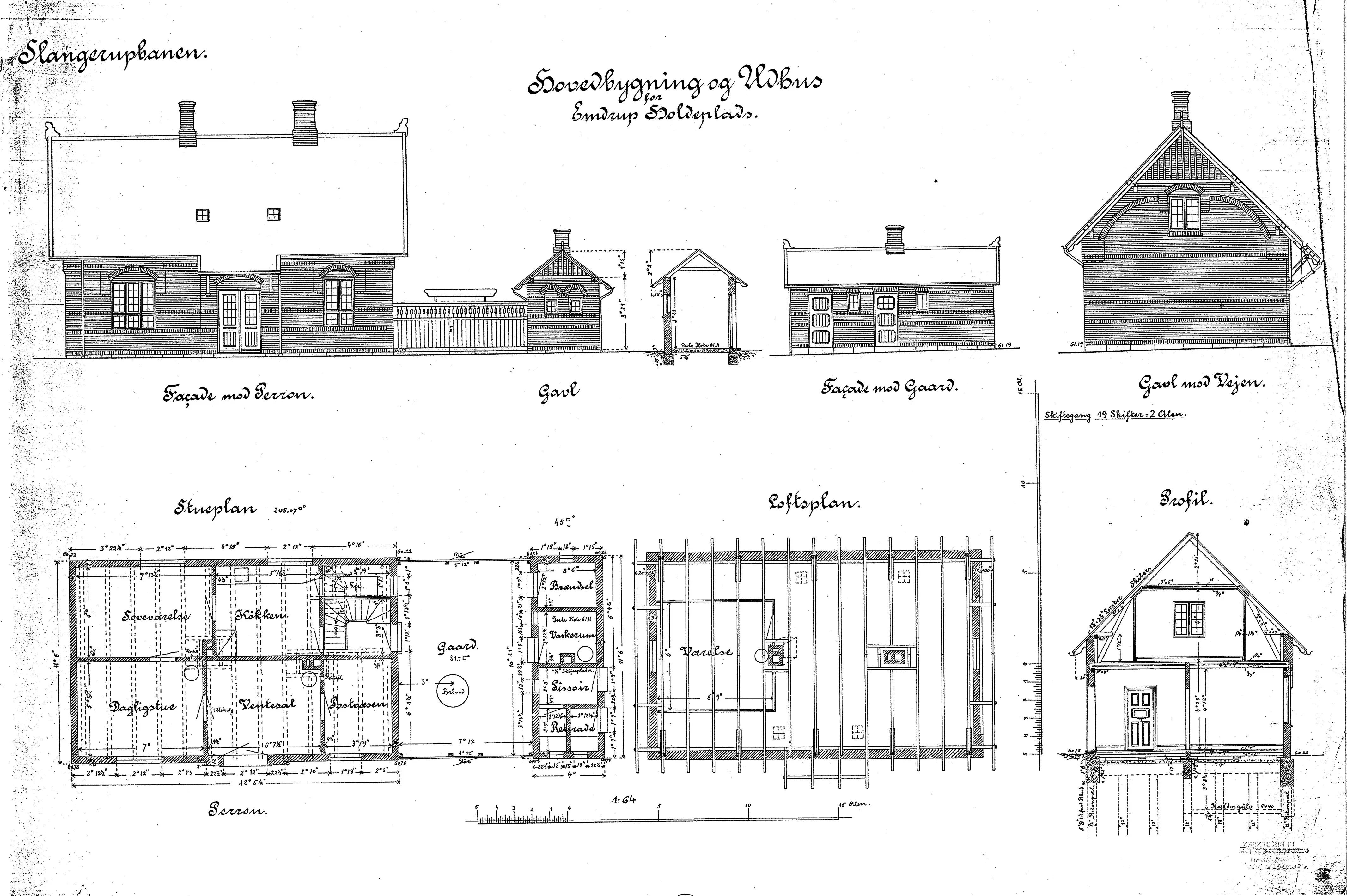 Tegning af Emdrup Station.