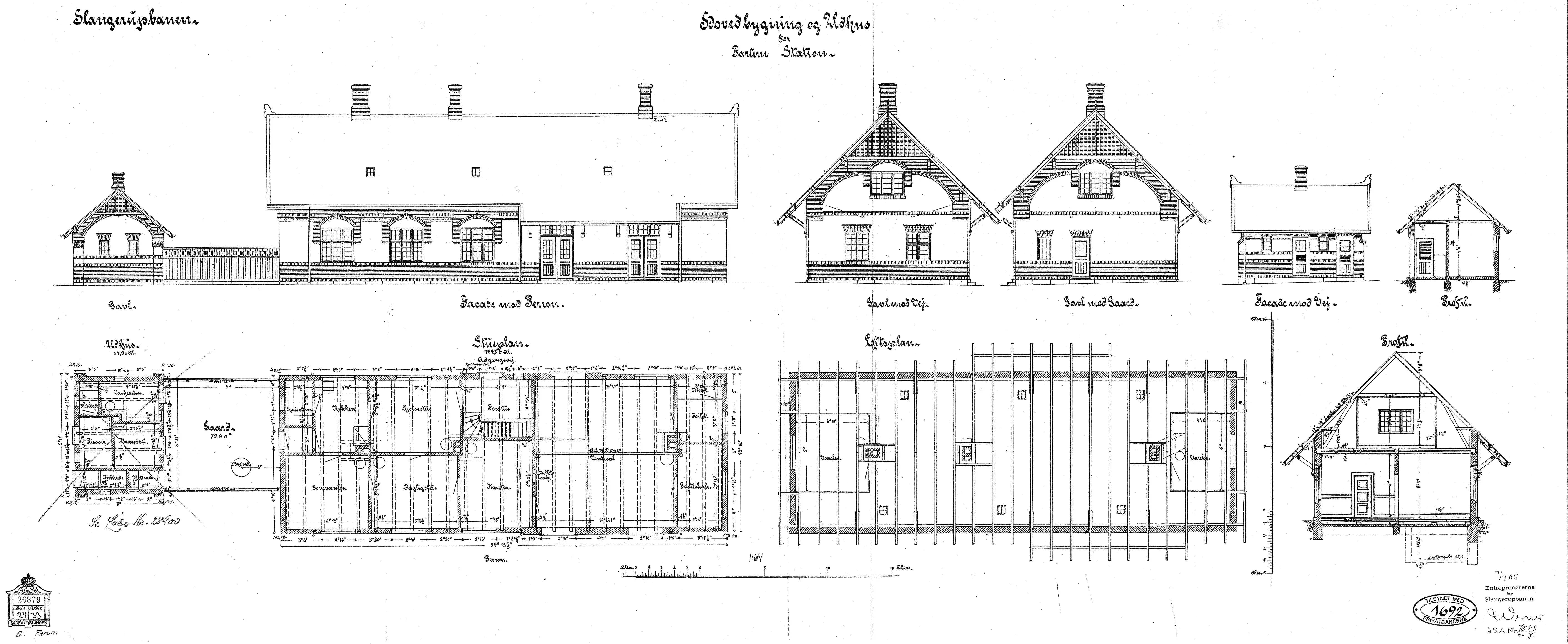 Tegning af Farum Station. Tegning af Farum Station.