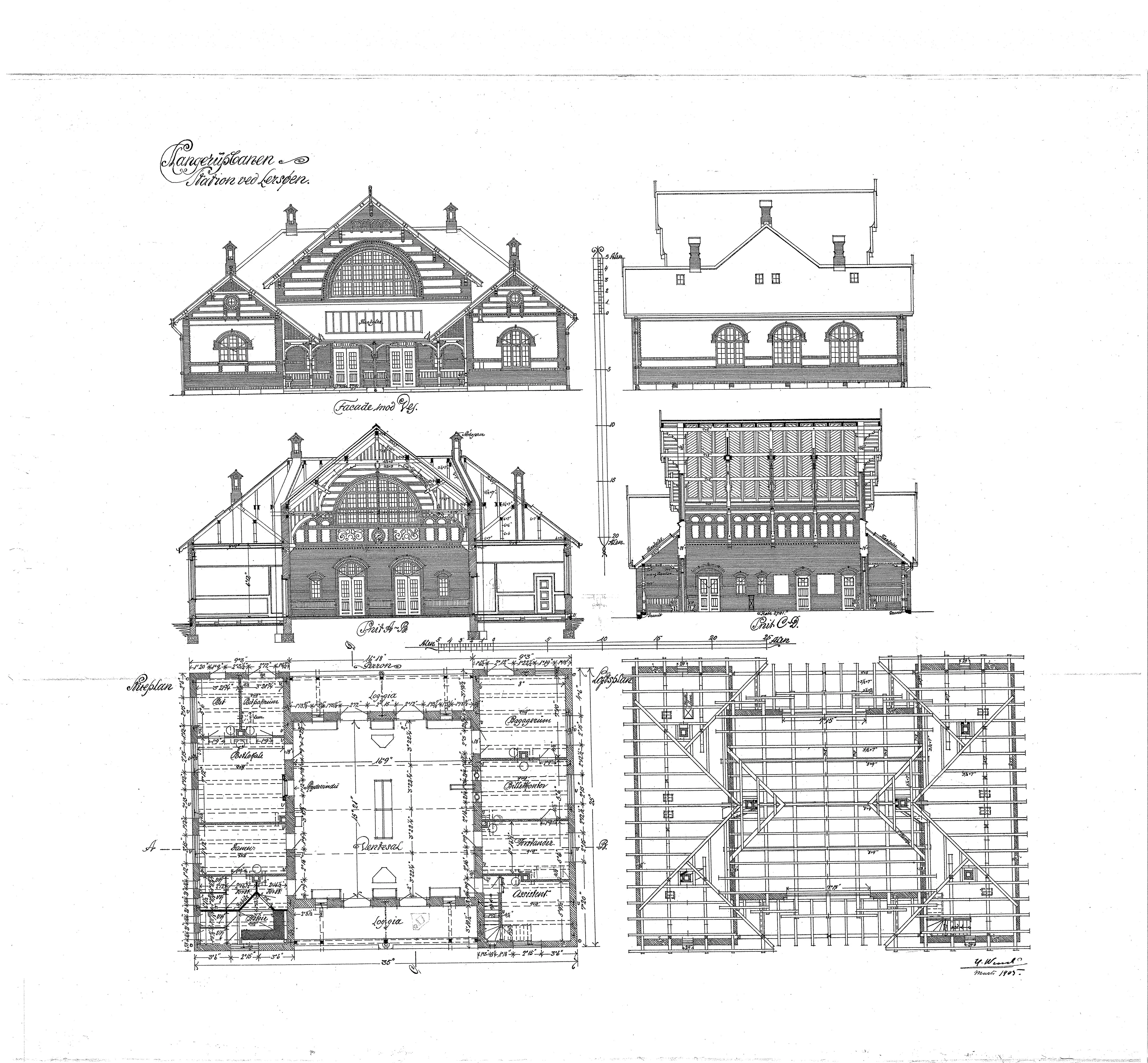 Tegning af København Lygten Station.