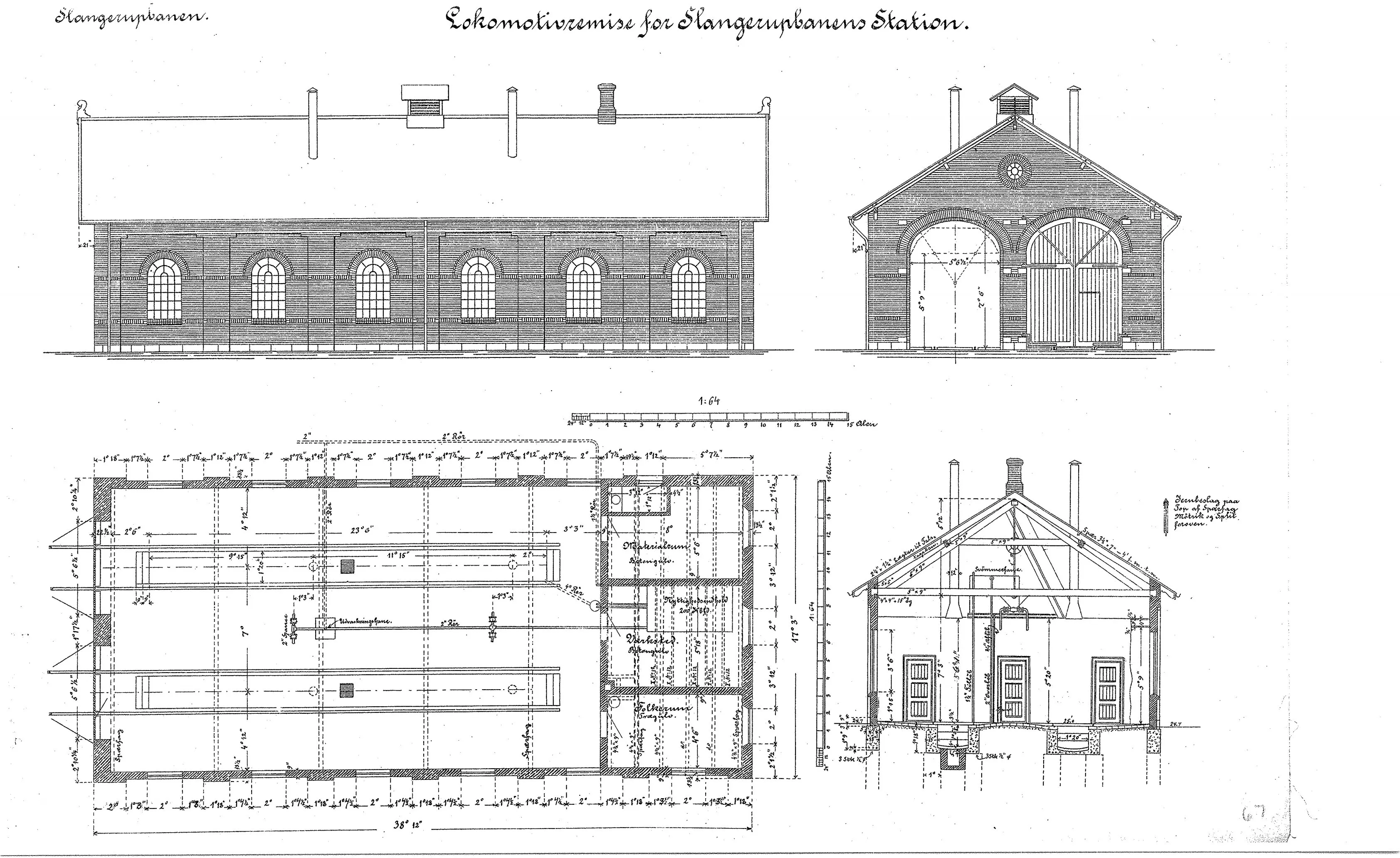 Tegning af København Lygten Stations remise.