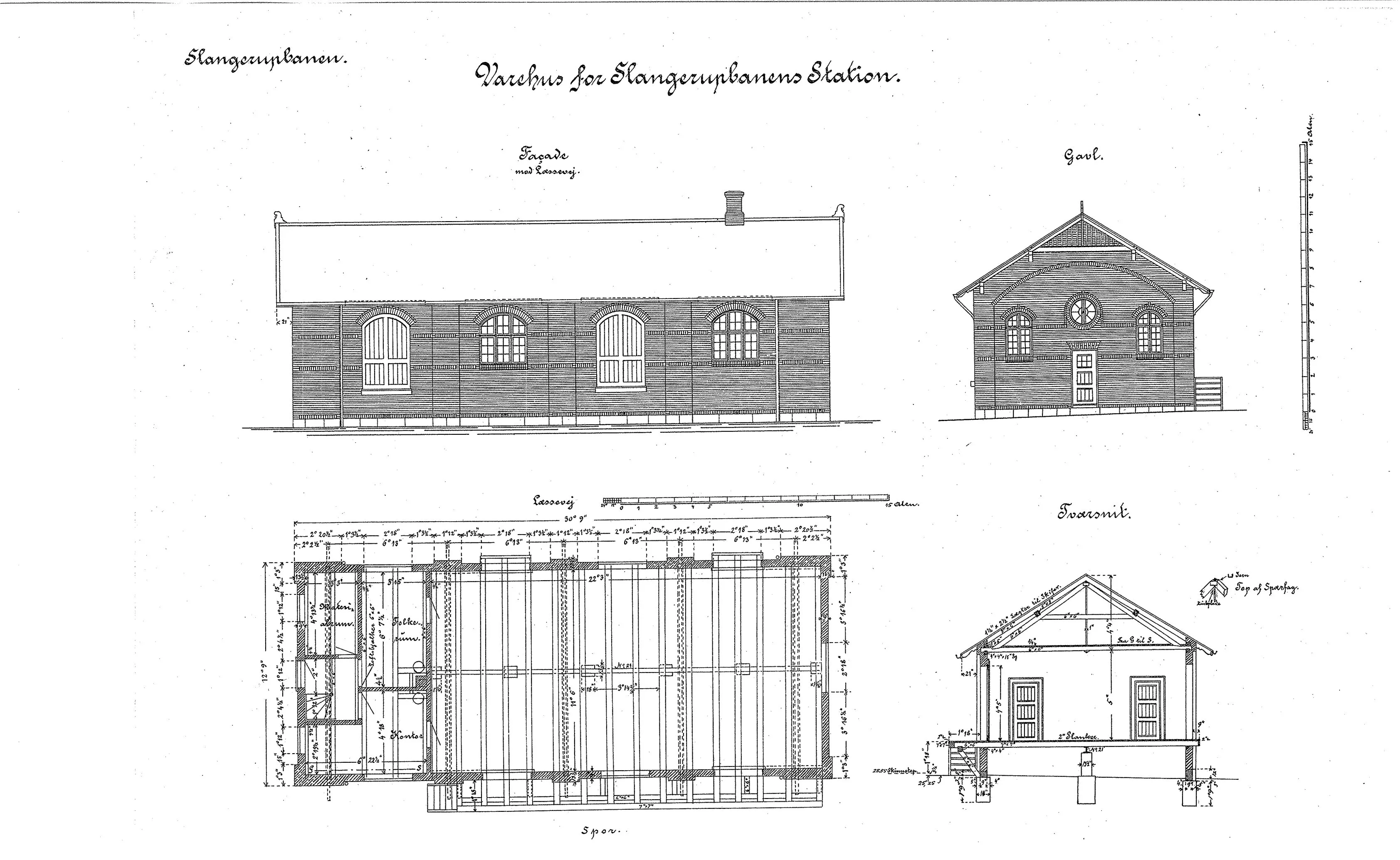 Tegning af København Lygten Stations varehus.