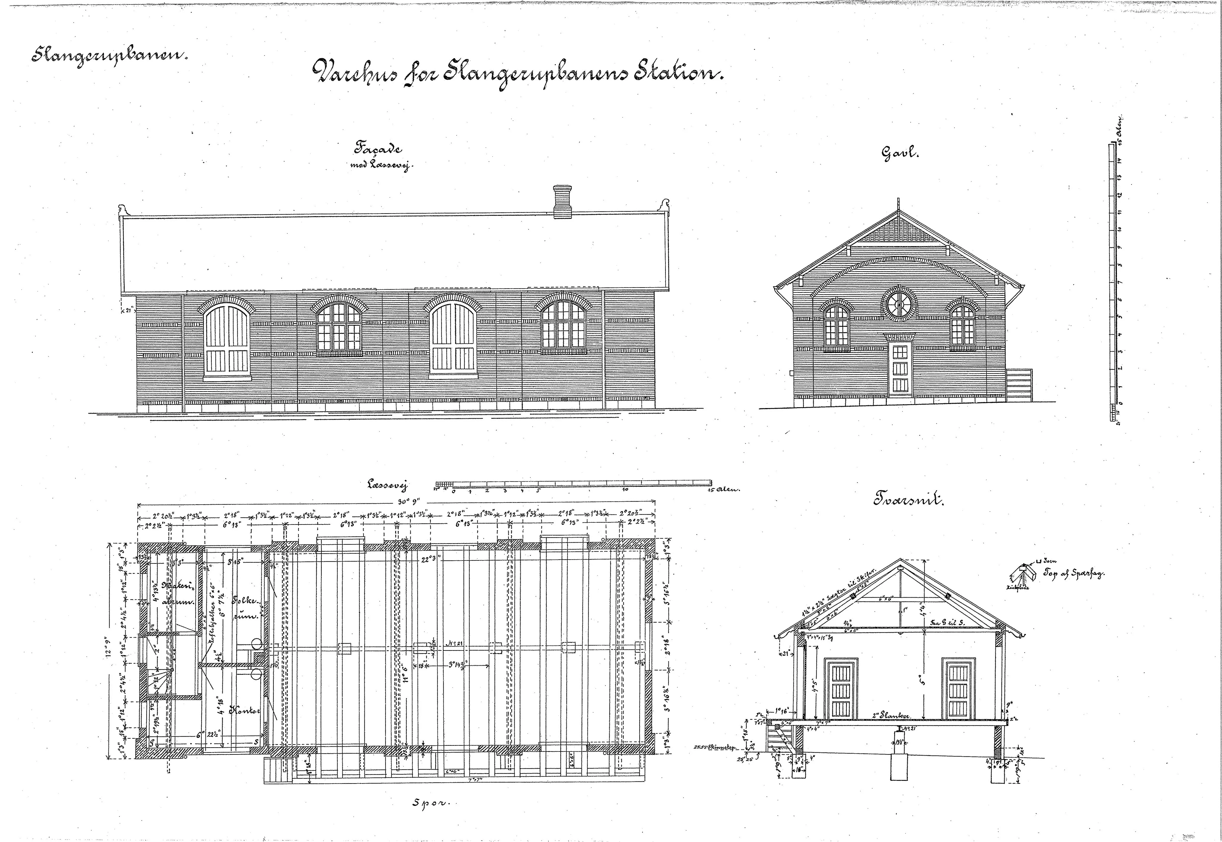 Tegning af København Lygten Stations varehus.