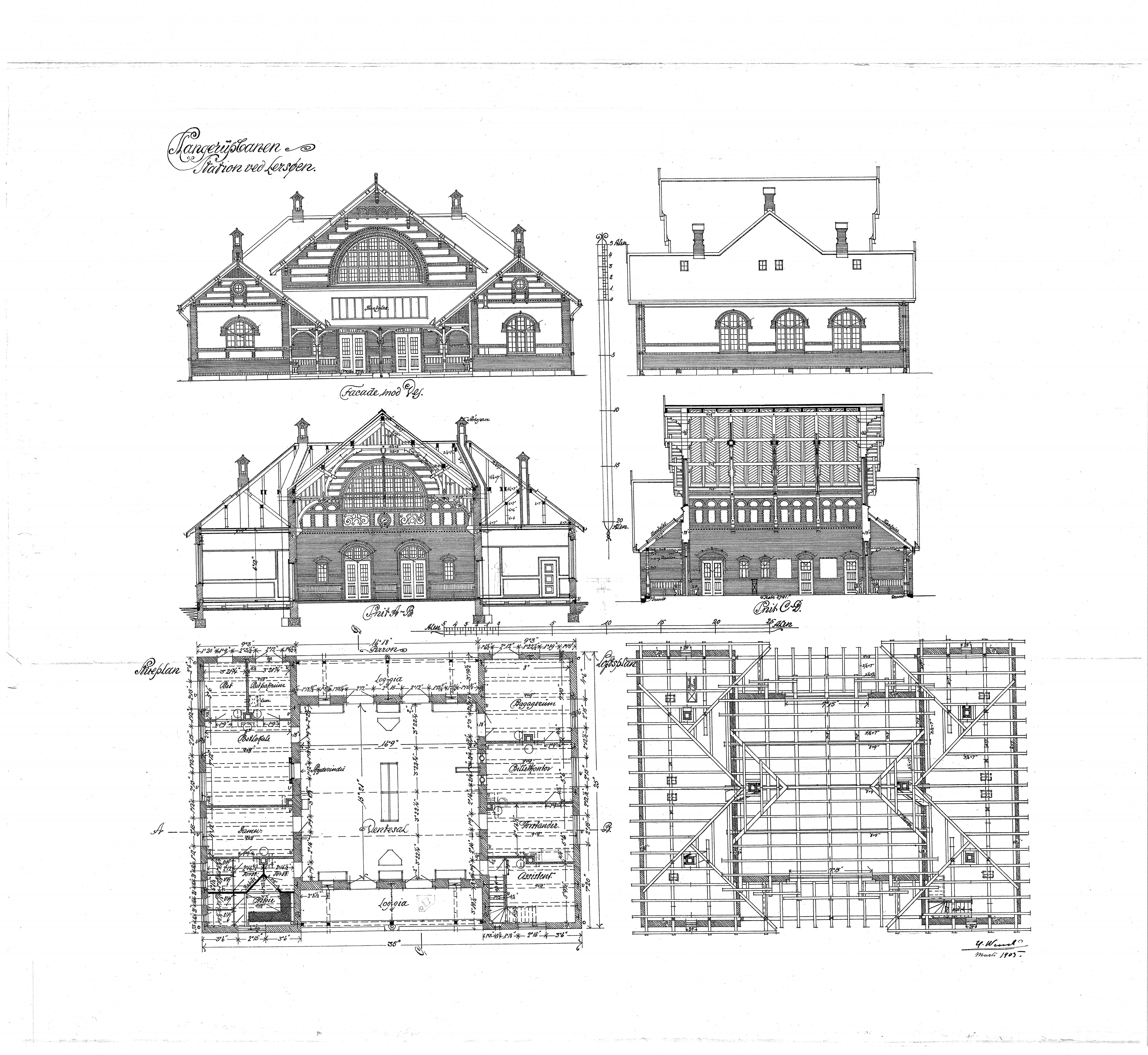 Tegning af København Lygten Station.