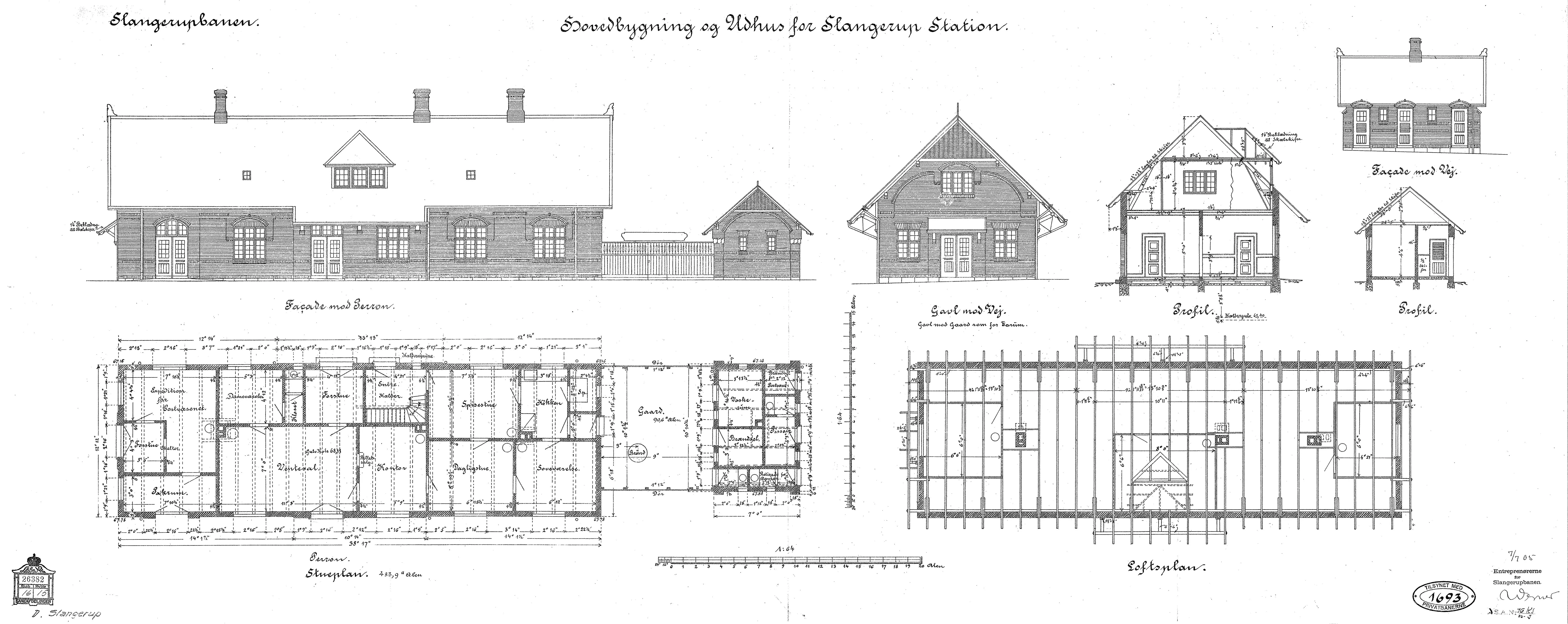 Tegning af Slangerup Station.