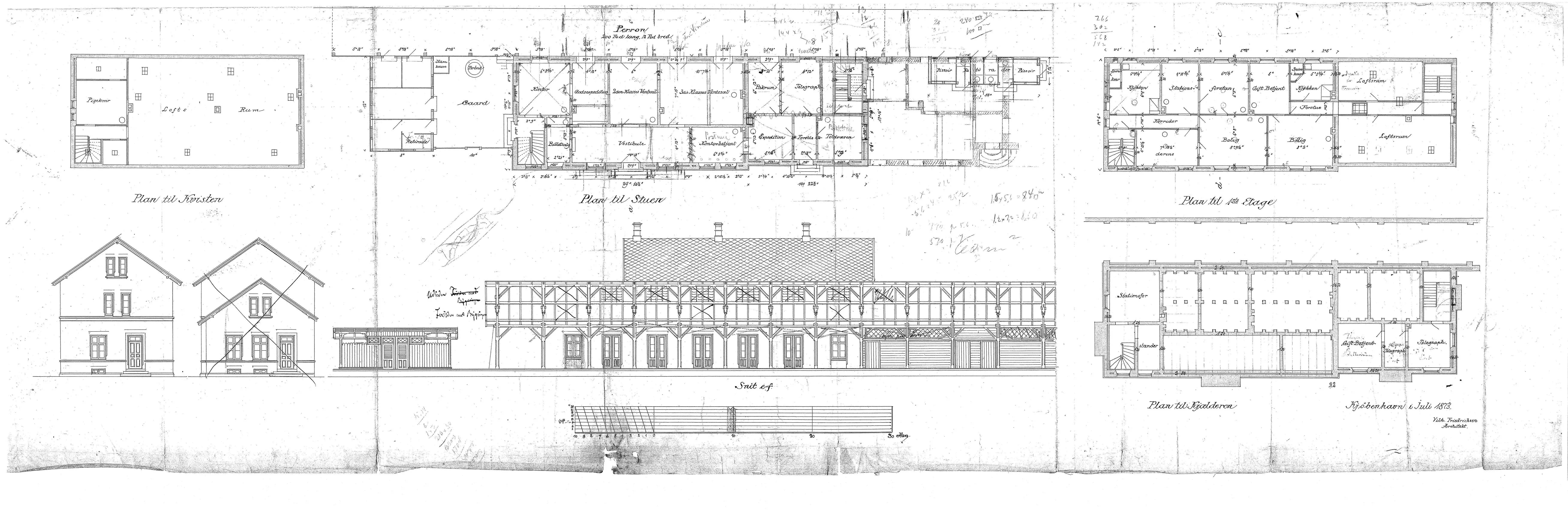 Tegning af Rødby Station.