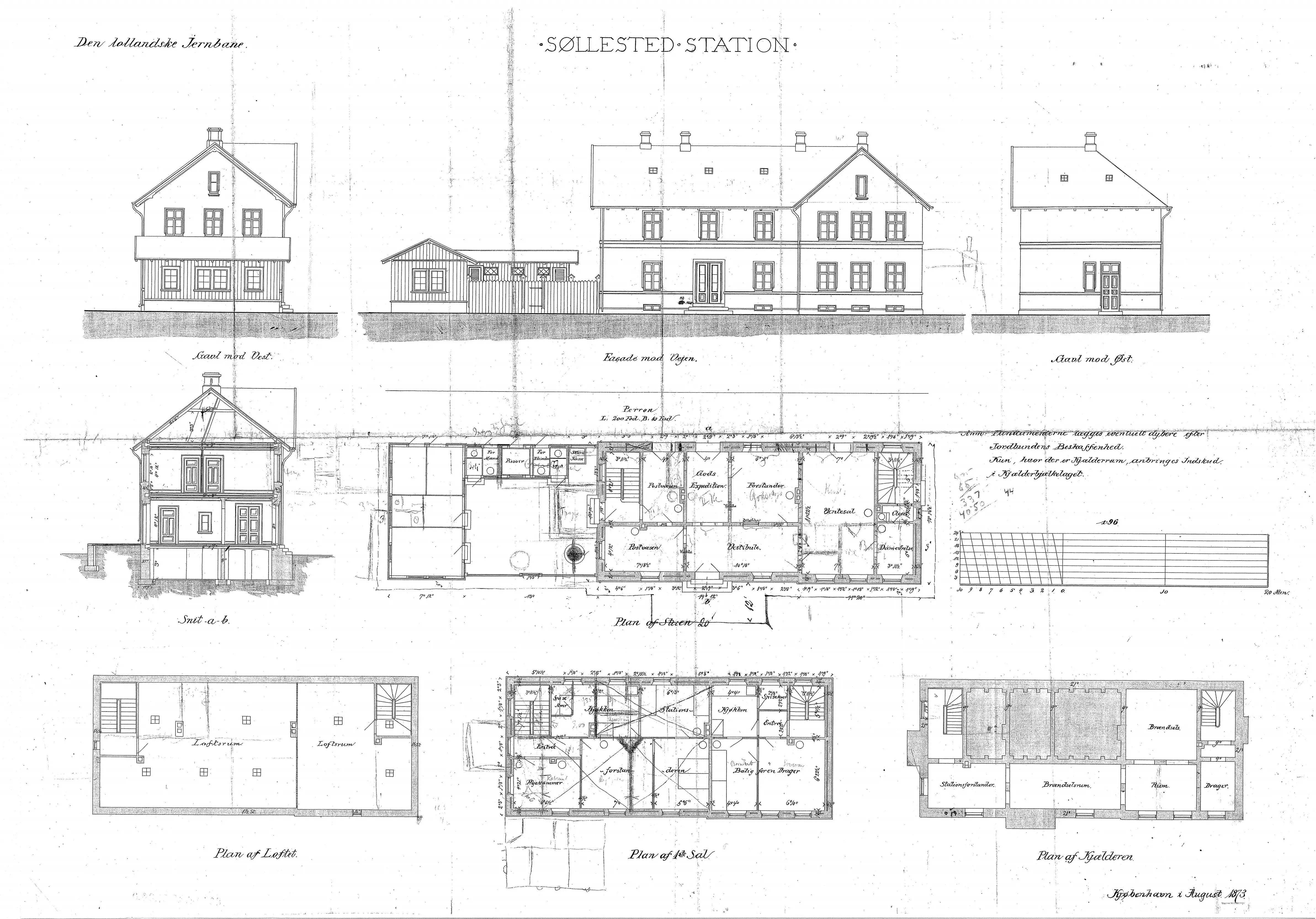 Tegning af Søllested Station. Tegning af Søllested Station.