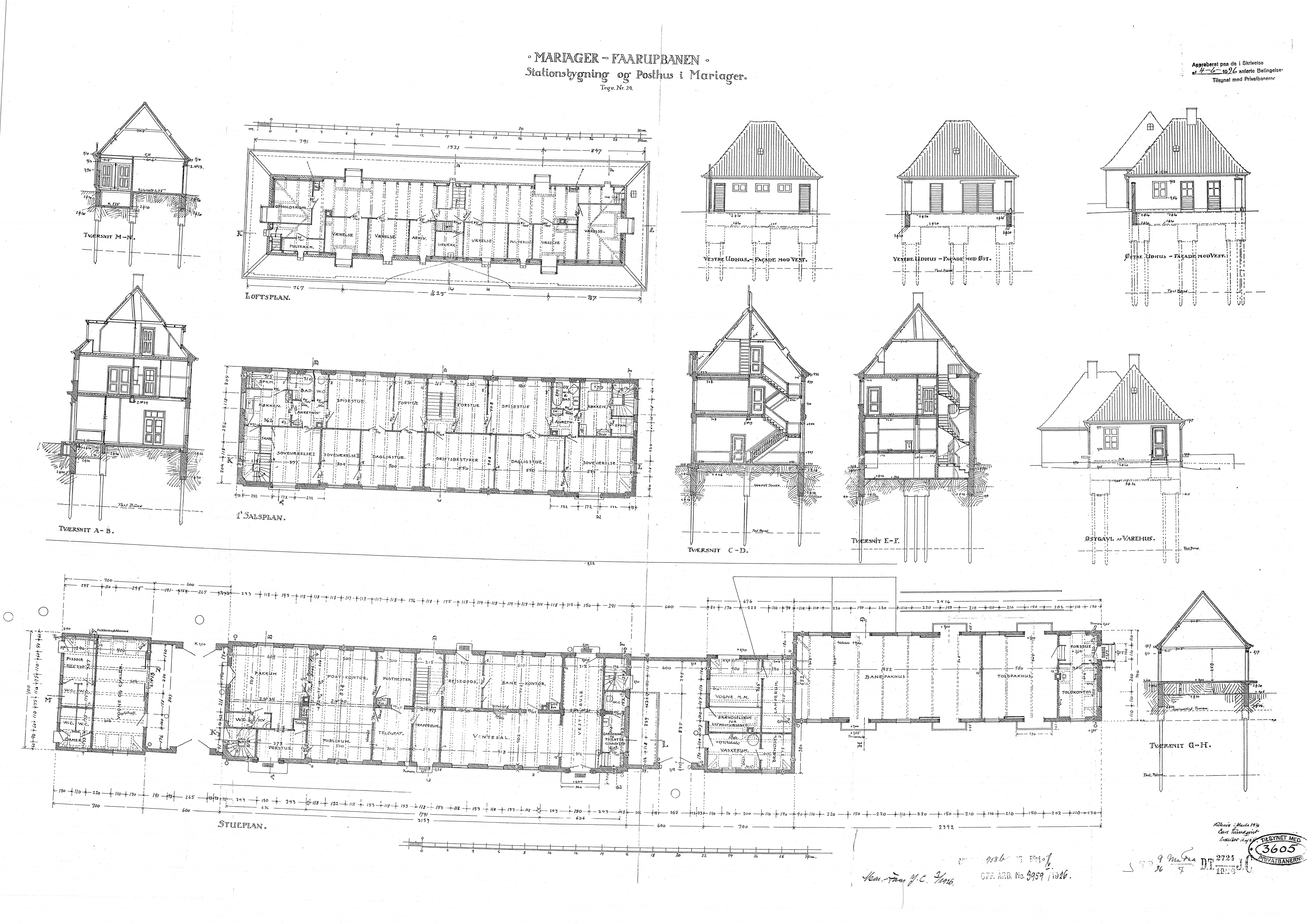 Tegning af Mariager Station.