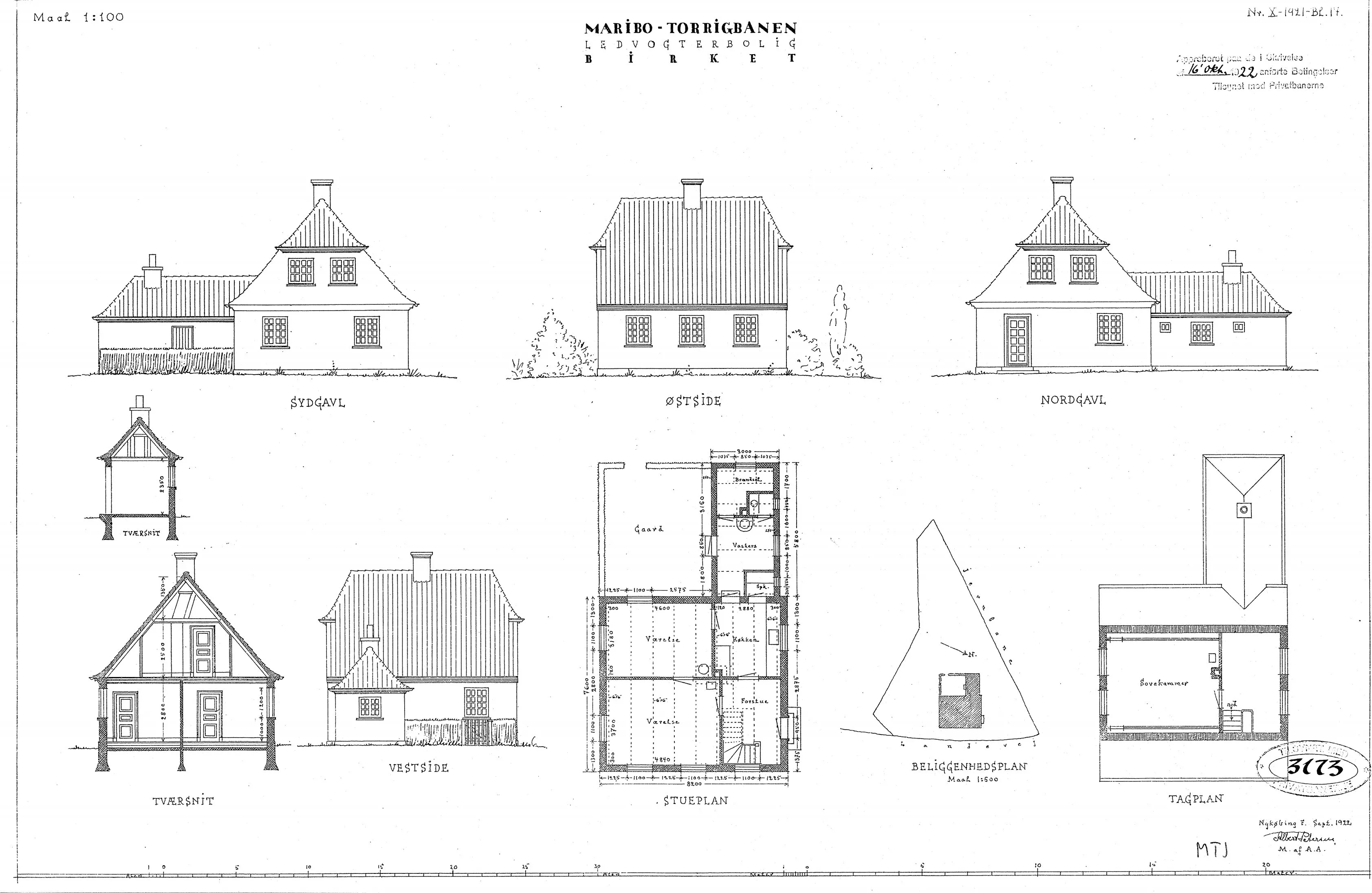 Tegning af Birket Vogter hus. Tegning af Birket Vogter hus.