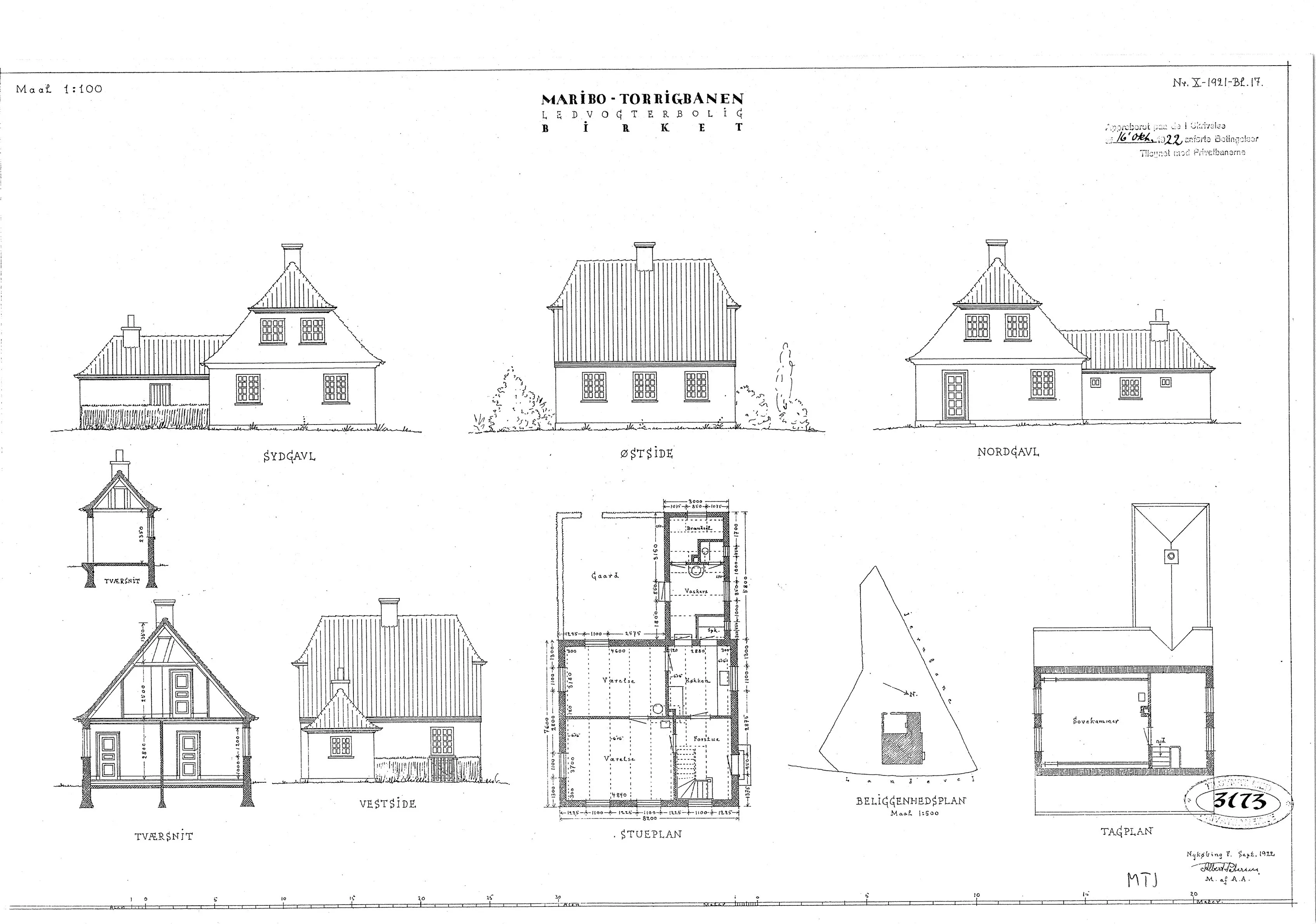 Tegning af Birket Vogter hus. Tegning af Birket Vogter hus.