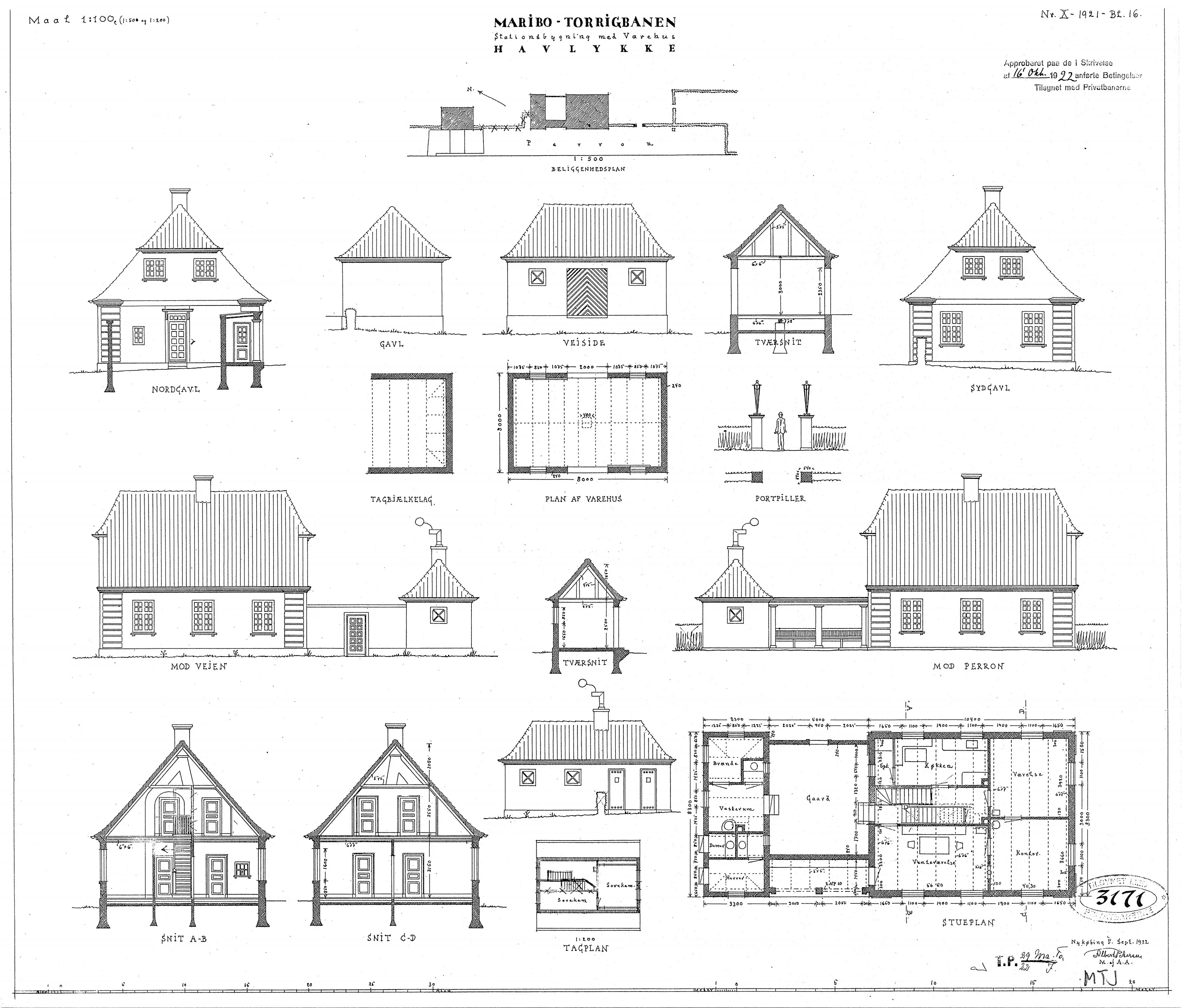 Tegning af Havløkke Station. Tegning af Havløkke Station.