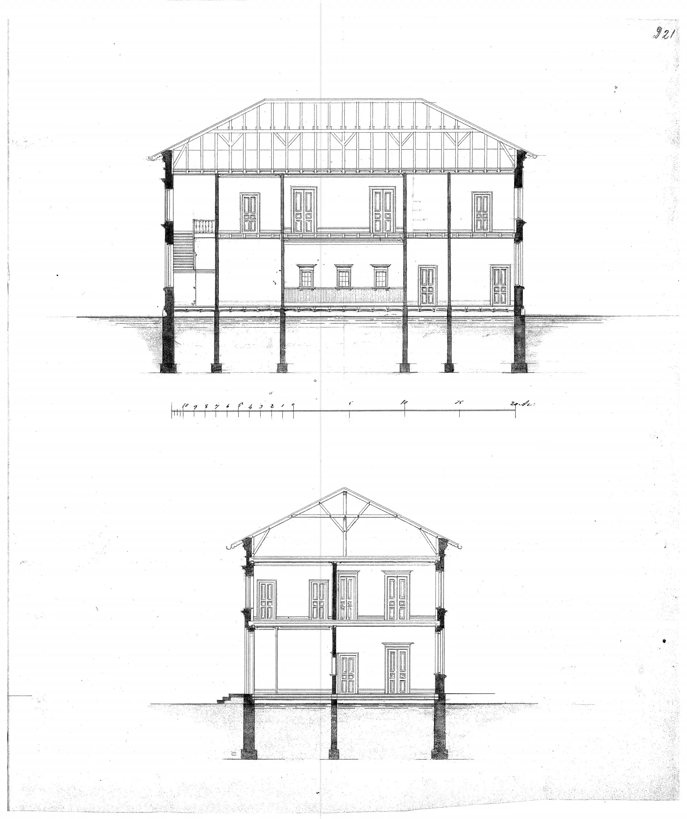 Tegning af Posthus ved Faaborg Station.