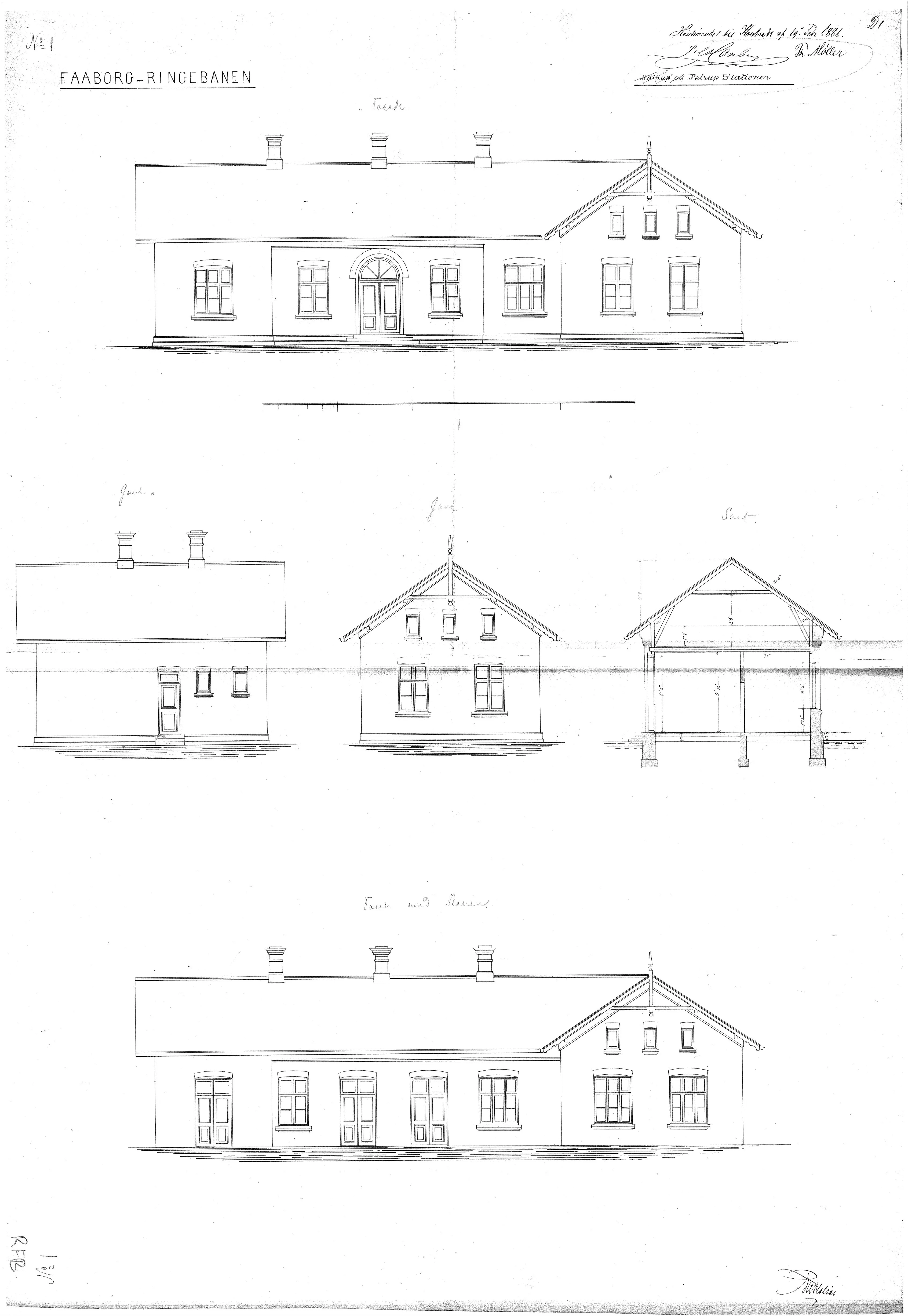 Tegning af Pejrup Station. Tegning af Pejrup Station.