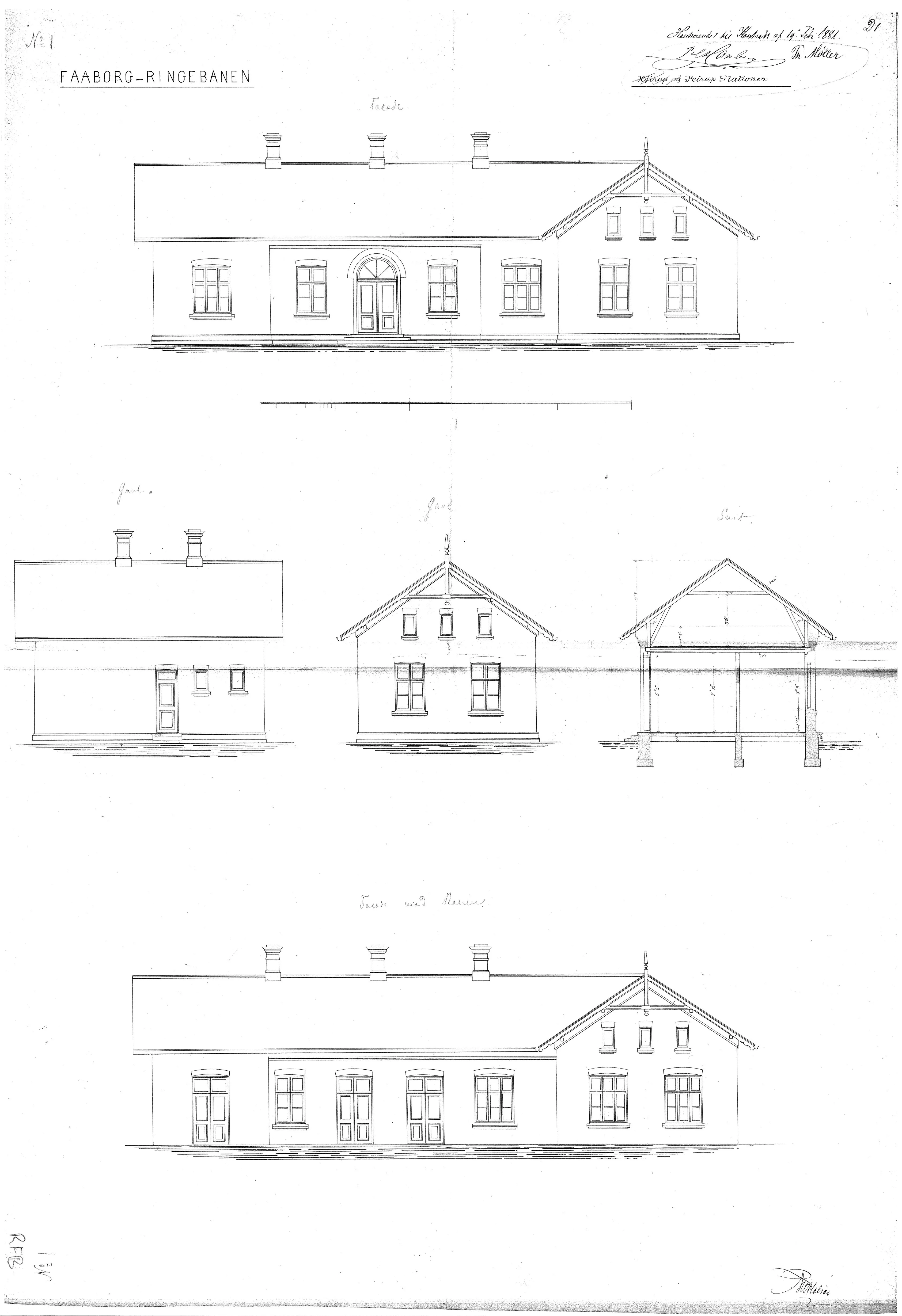 Tegning af Pejrup Station. Tegning af Pejrup Station.