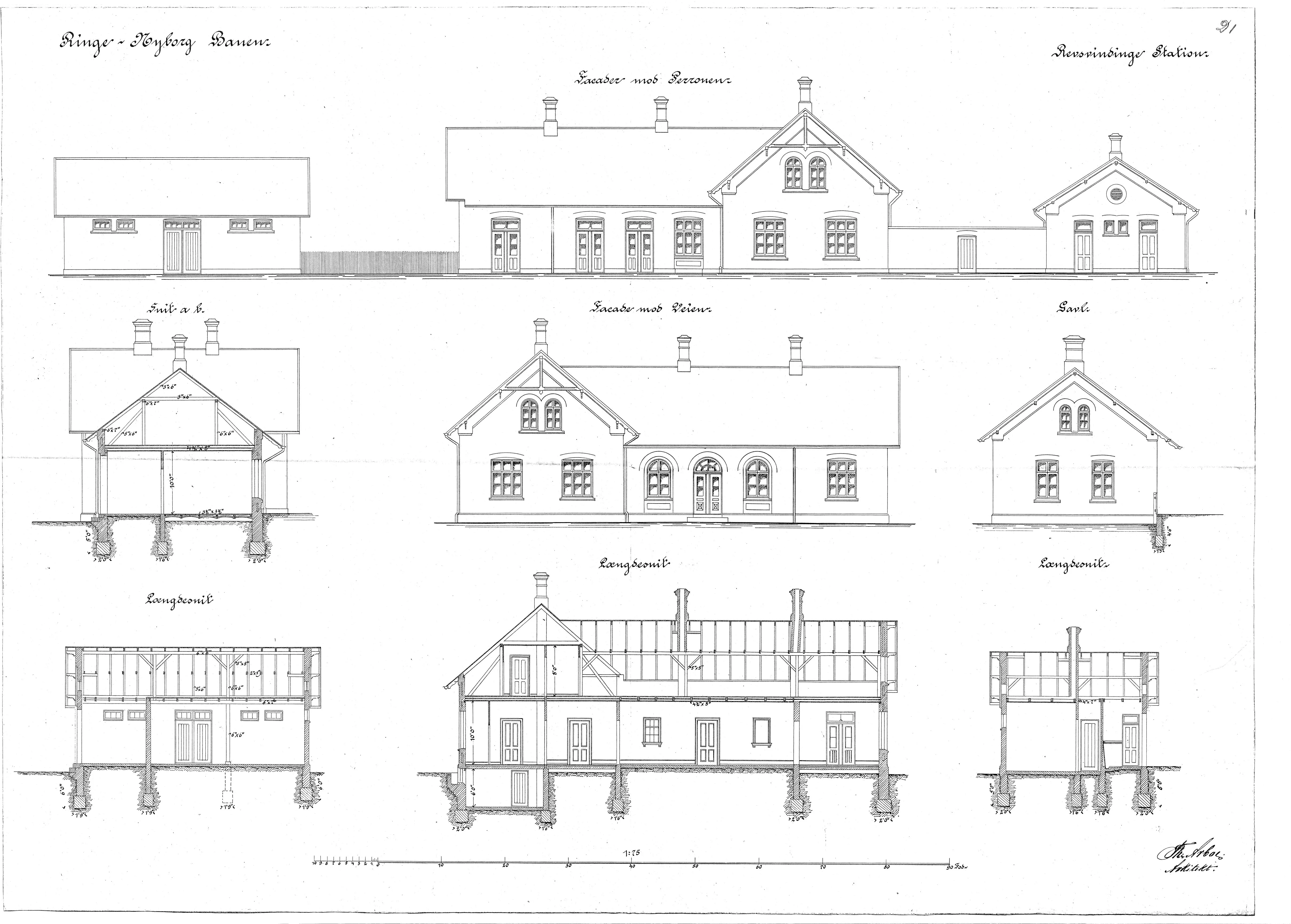 Tegning af Refsvindinge Station.