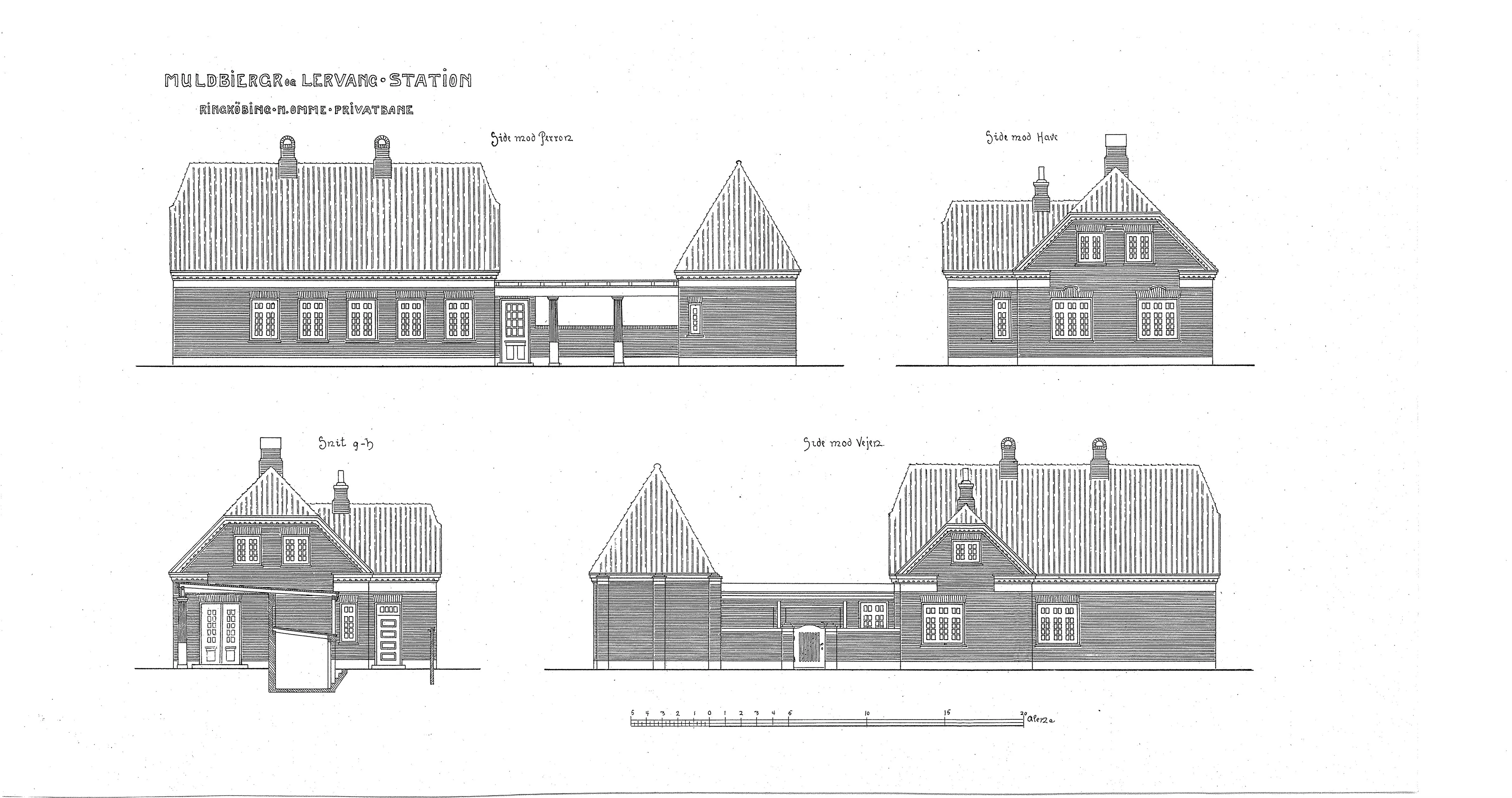Tegning af Lervang Station. Tegning af Lervang Station.