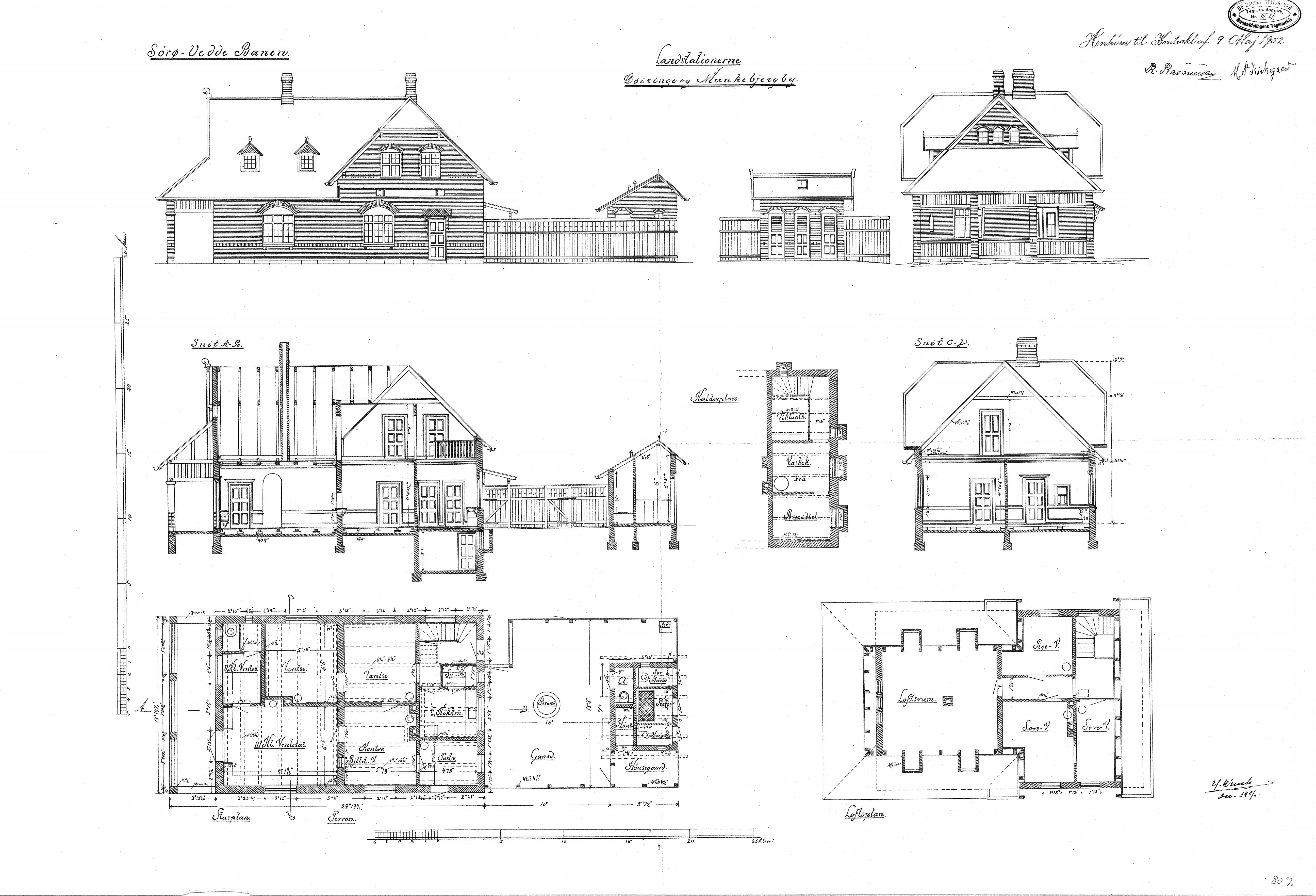 Tegning af Døjringe Station.