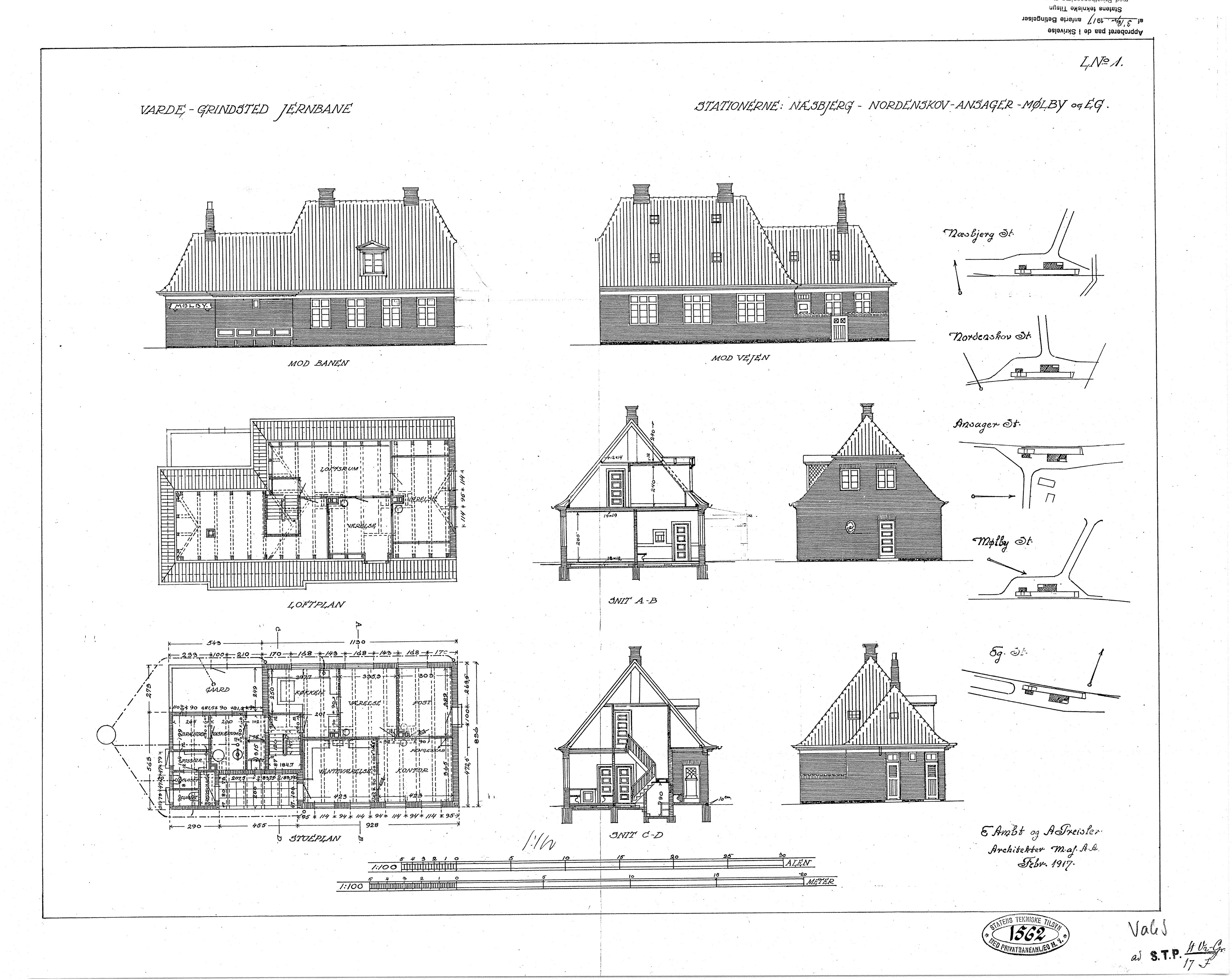 Tegning af Ansager Station.