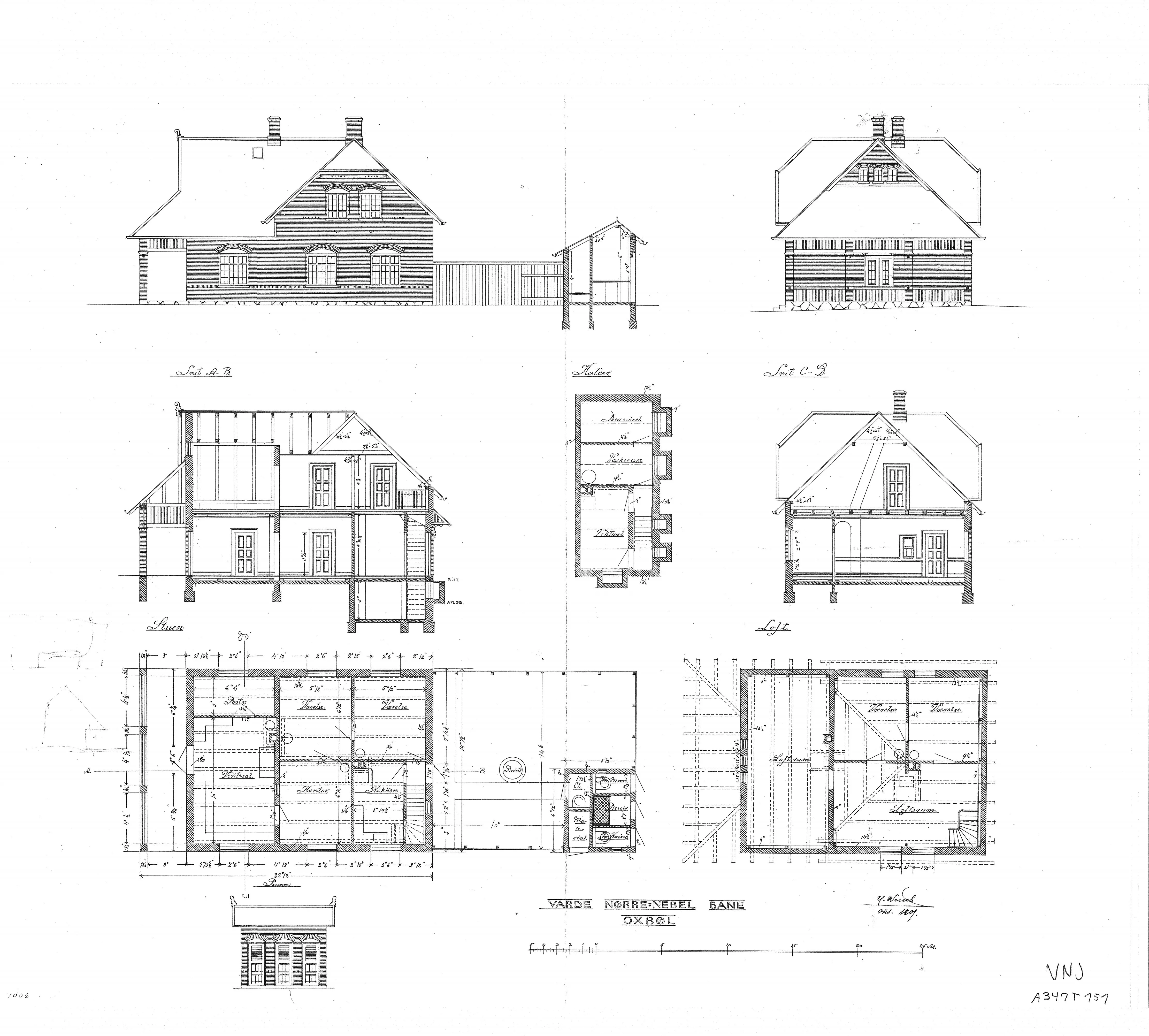 Tegning af Oksbøl Station.