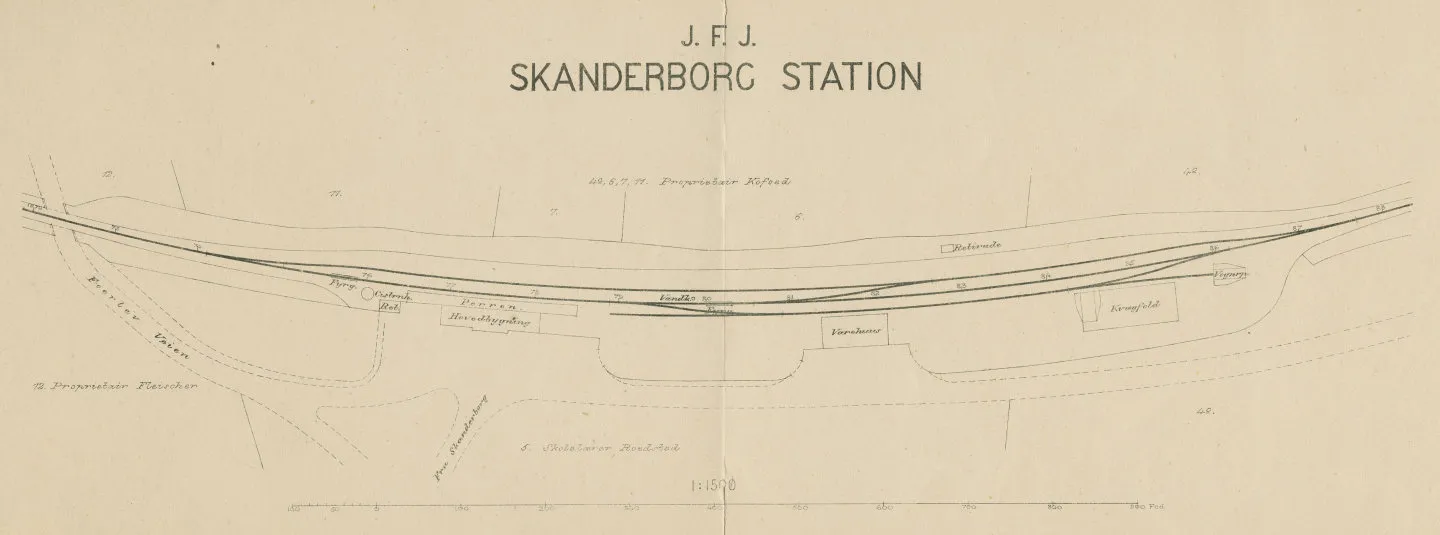 Sporplan af Skanderborg Station. Sporplan af Skanderborg Station.