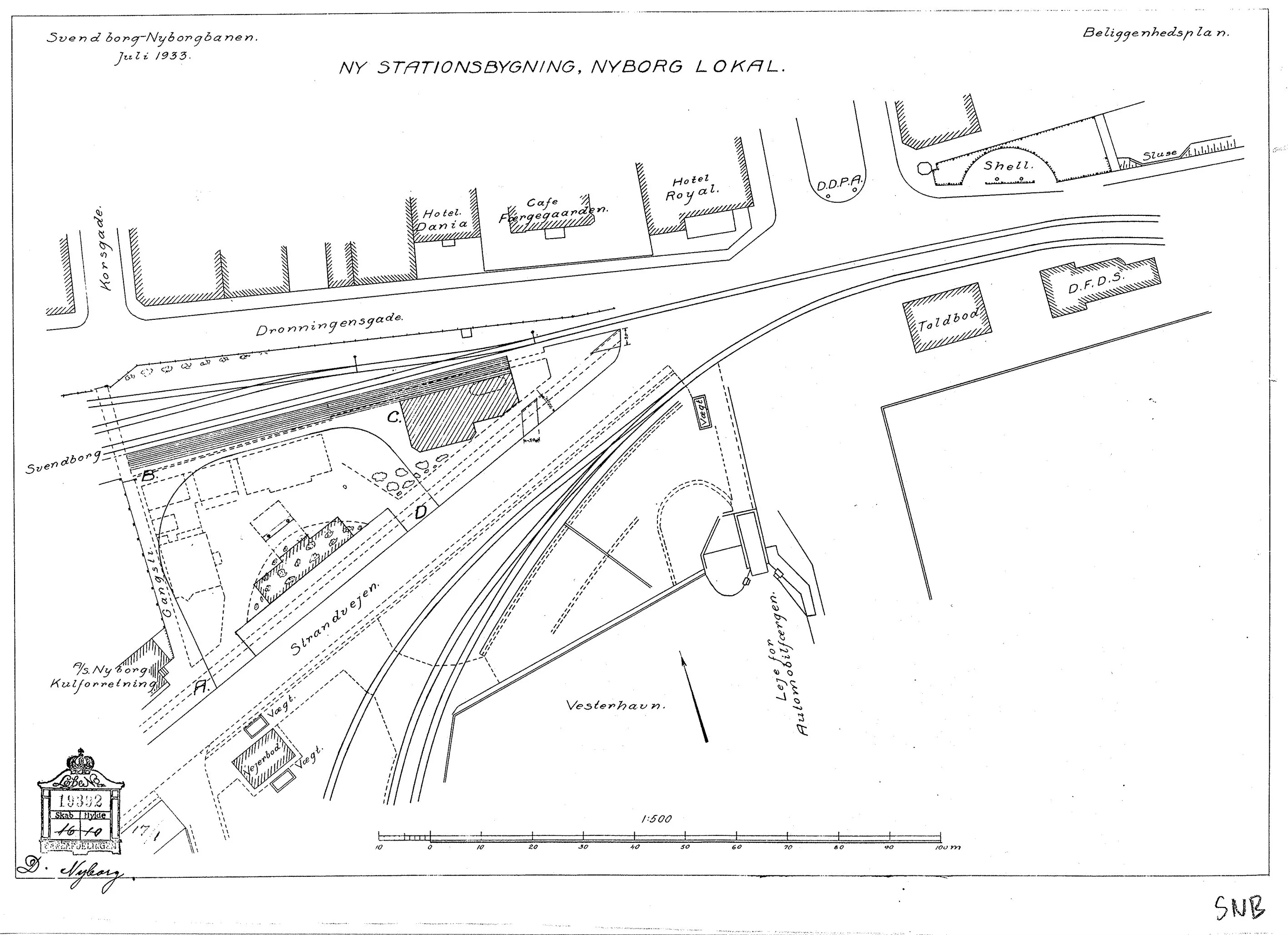 Sporplan af Nyborg Lokal Station.