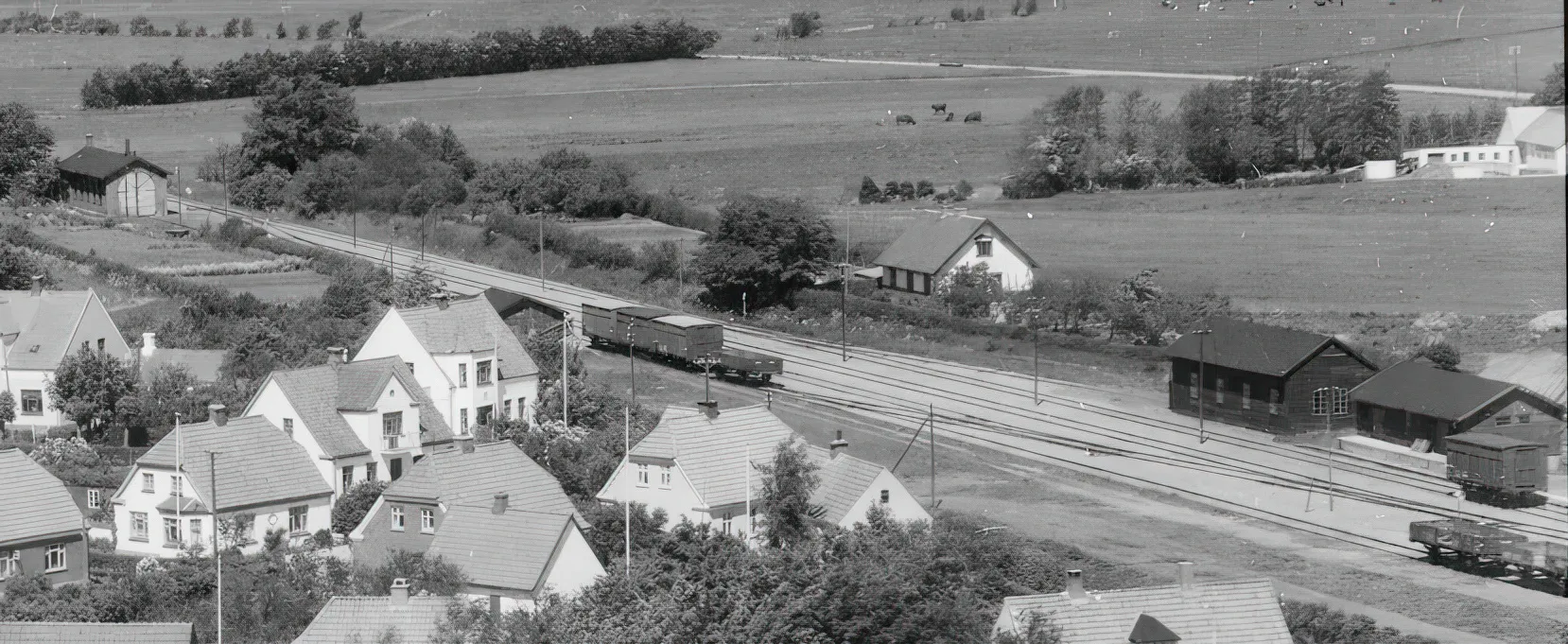 Billede af Asaa Stations varehus og remise.