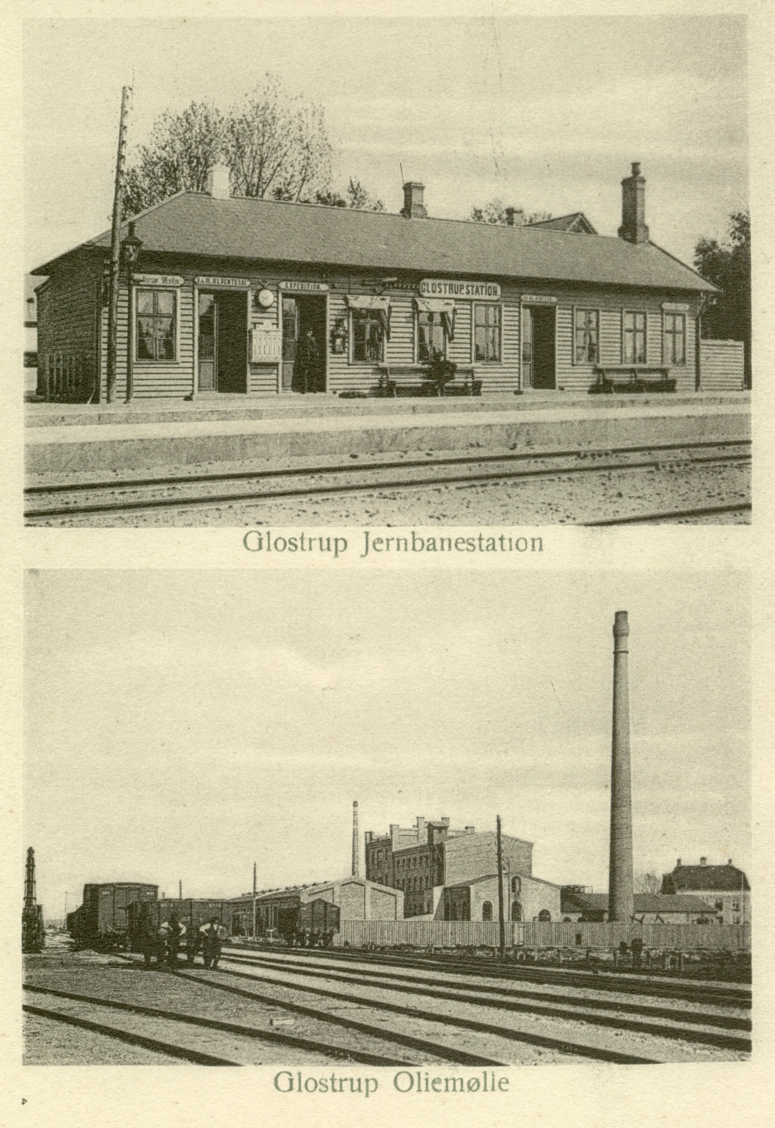 Postkort med Glostrup Station. Postkort med Glostrup Station.