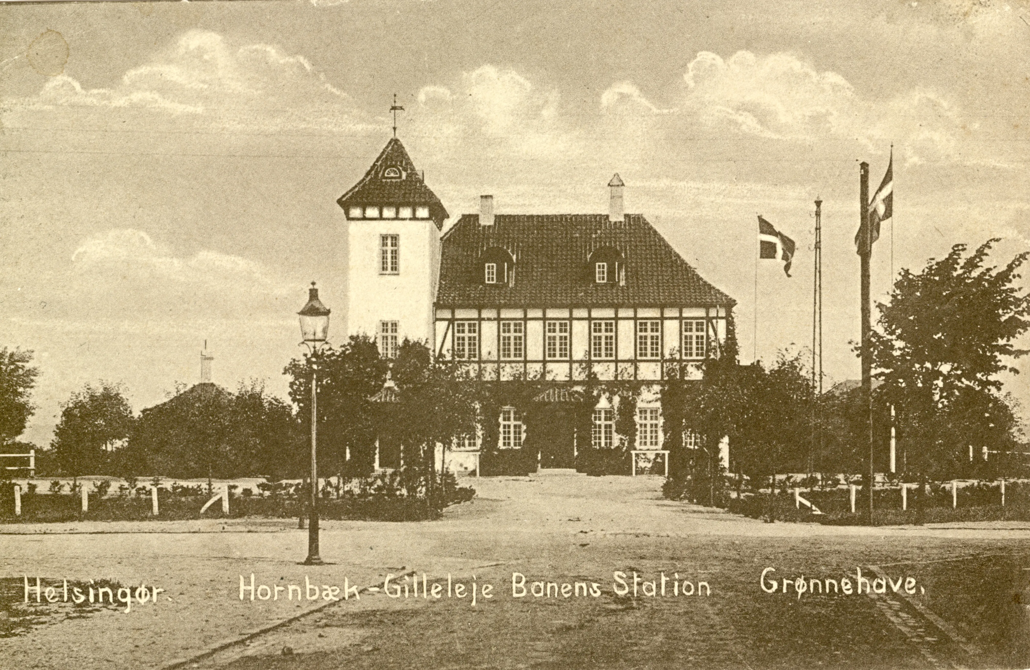 Postkort med Grønnehave Station. Postkort med Grønnehave Station.