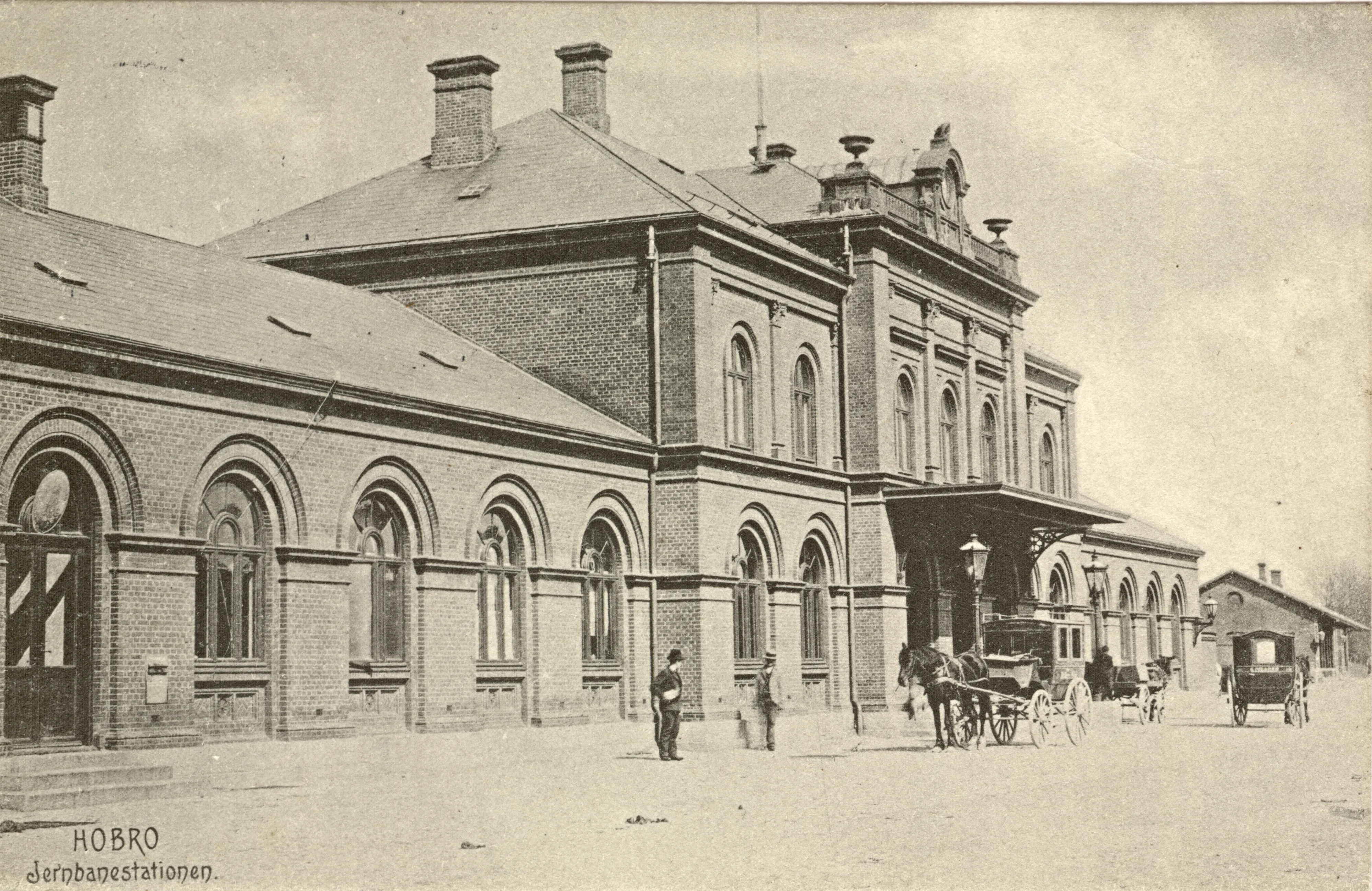 Postkort med Hobro Station.