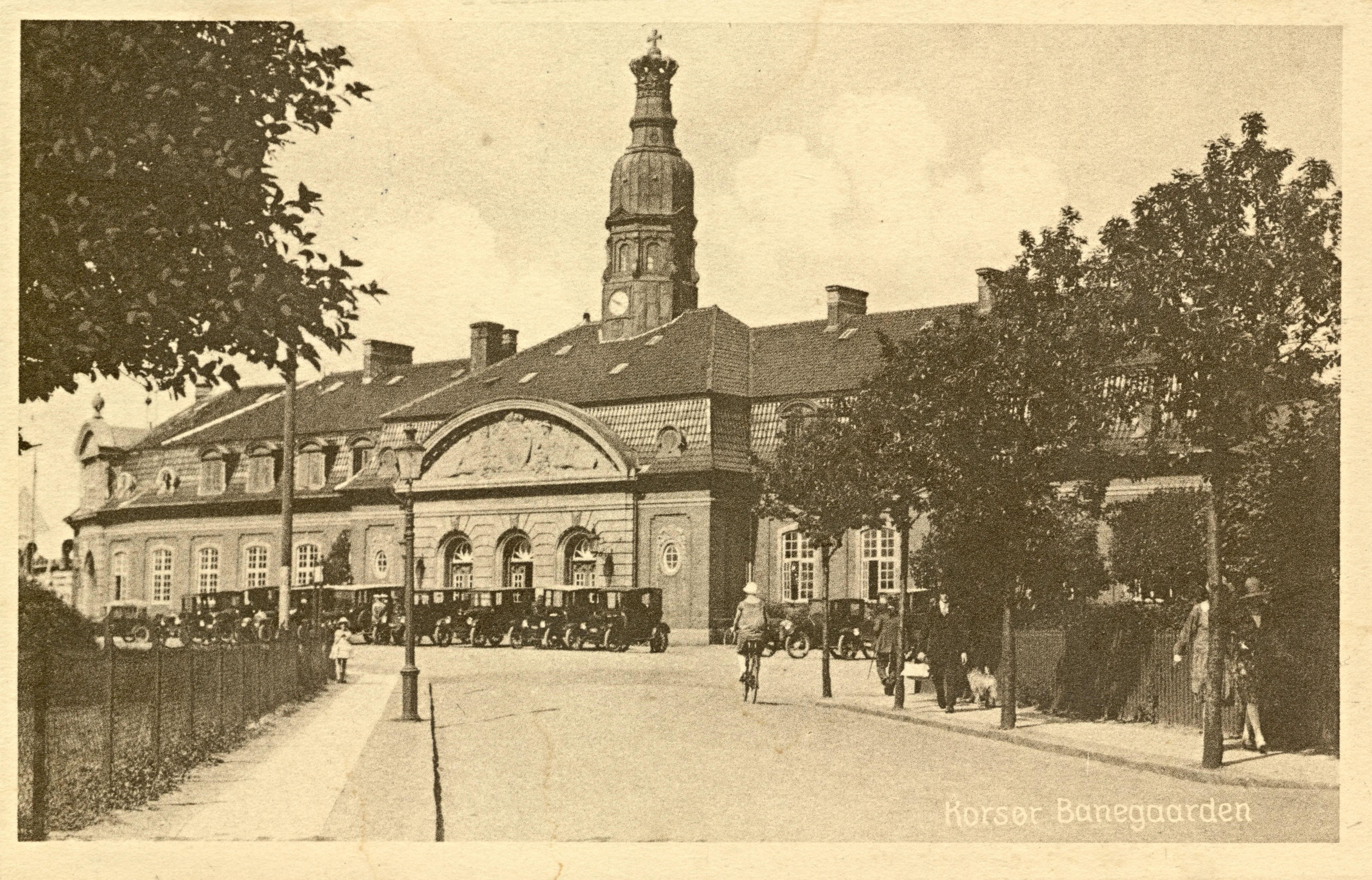 Postkort med Korsør Station. Postkort med Korsør Station.