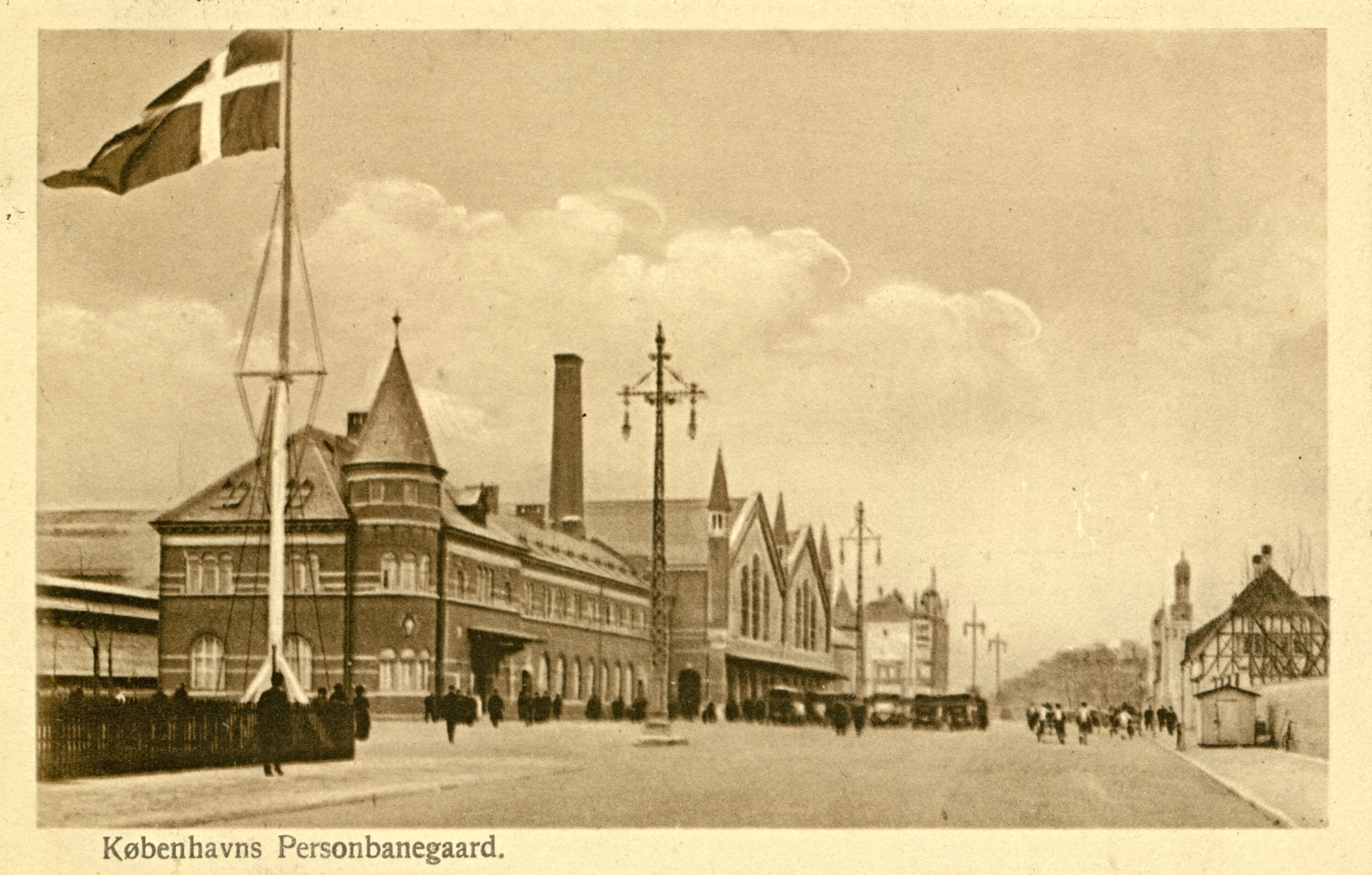 Postkort med København Hovedbanegård.
