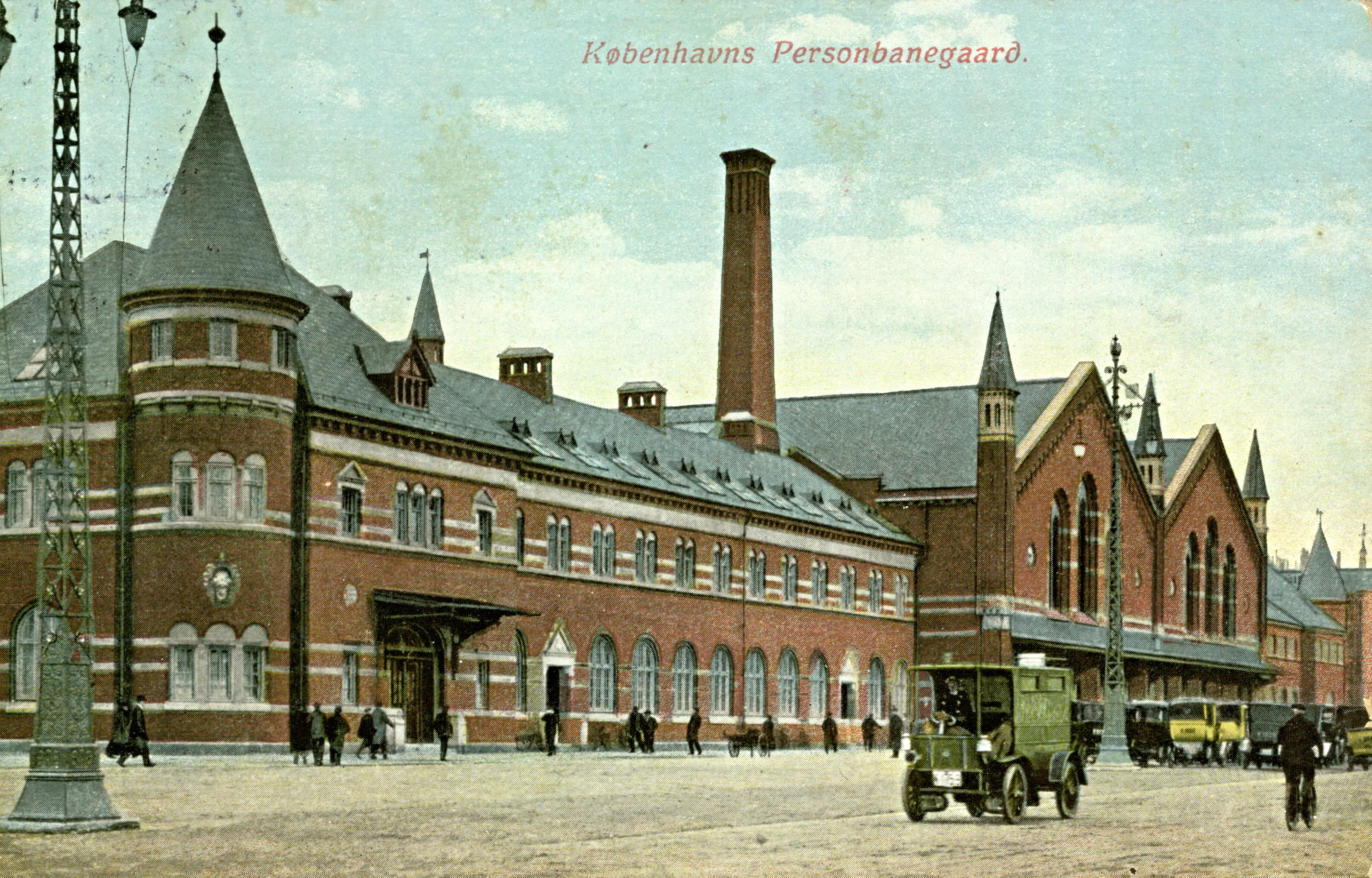 Postkort med København Hovedbanegård.