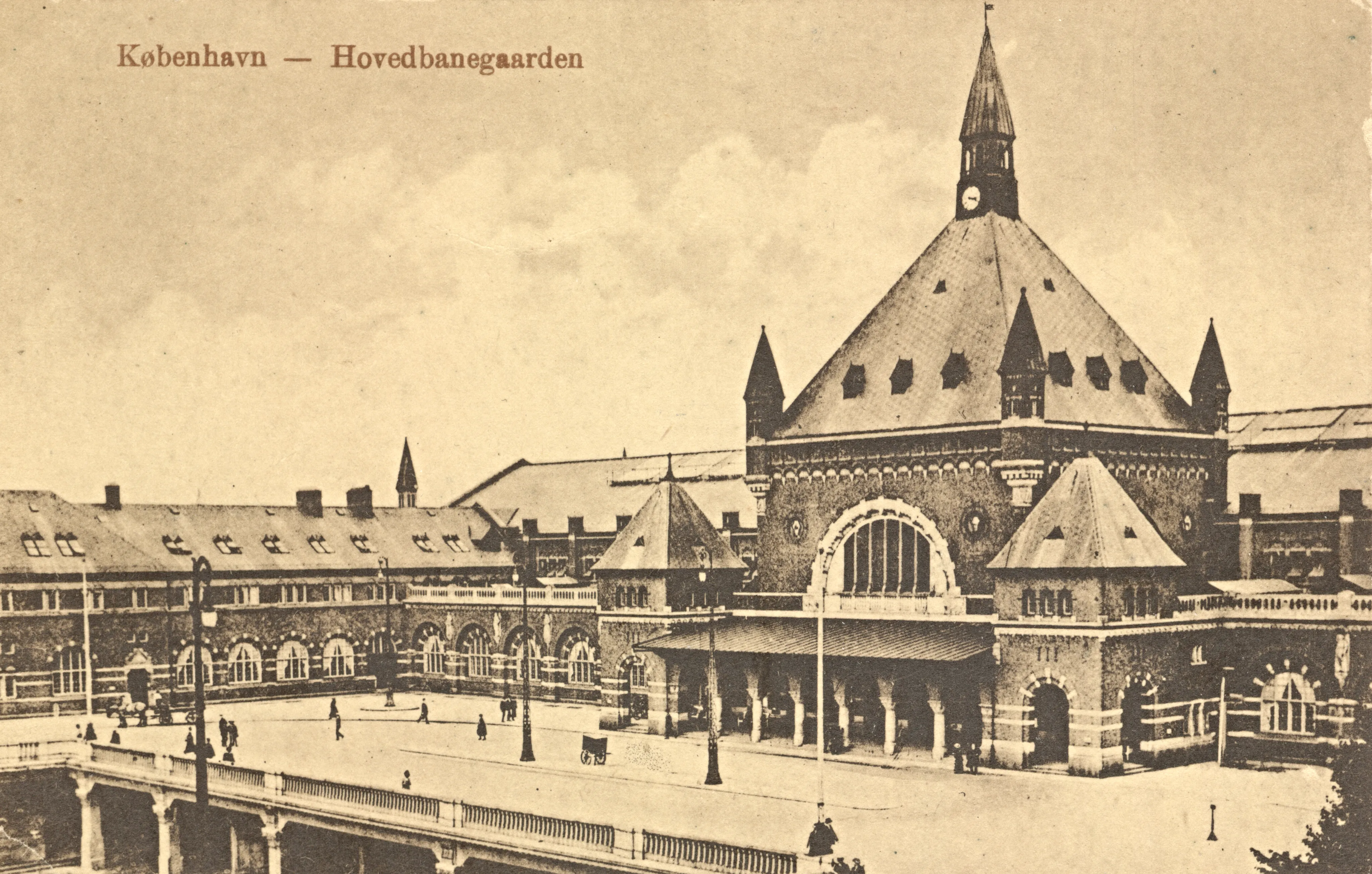 Postkort med København Hovedbanegård.