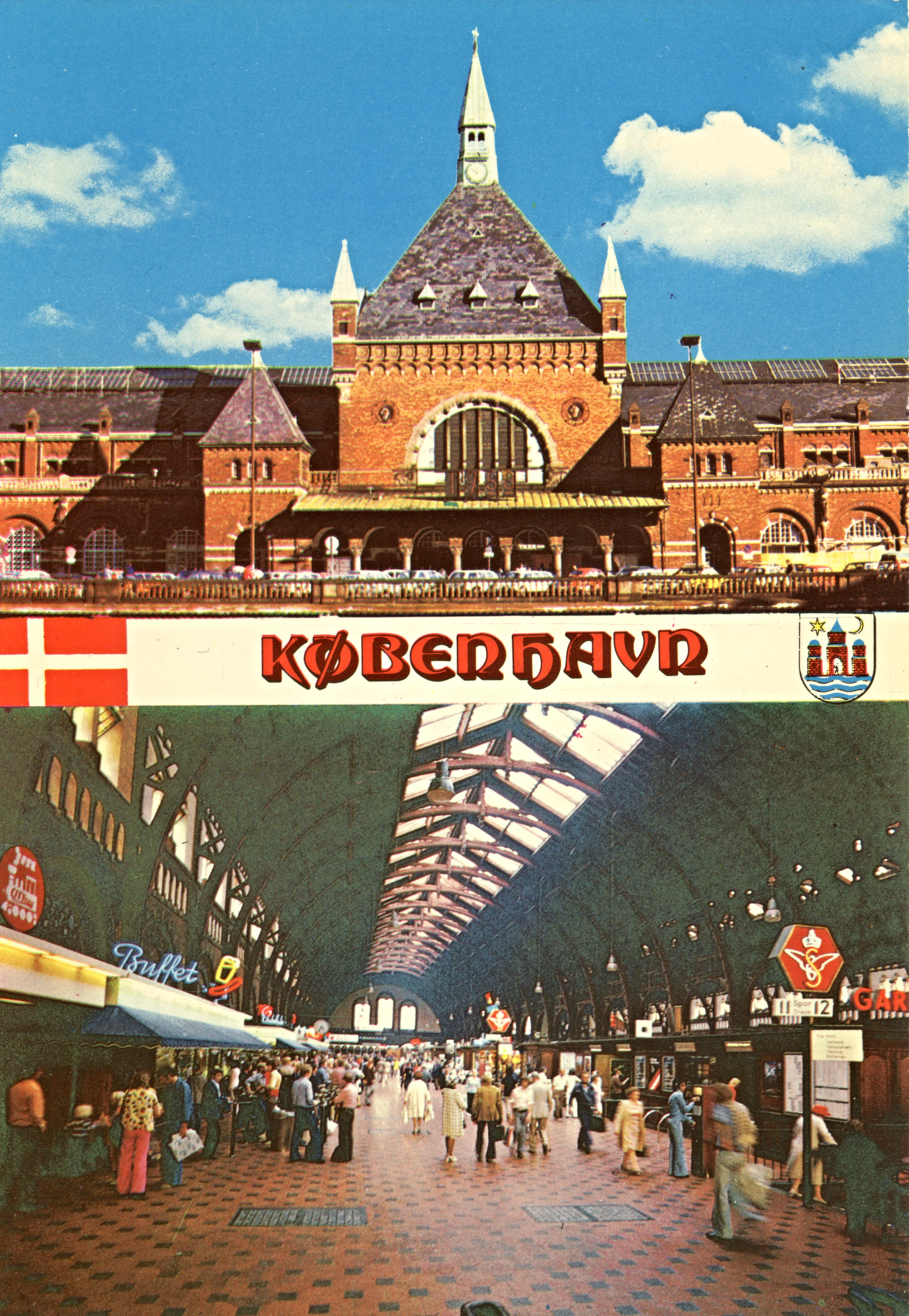 Postkort med København Hovedbanegård.